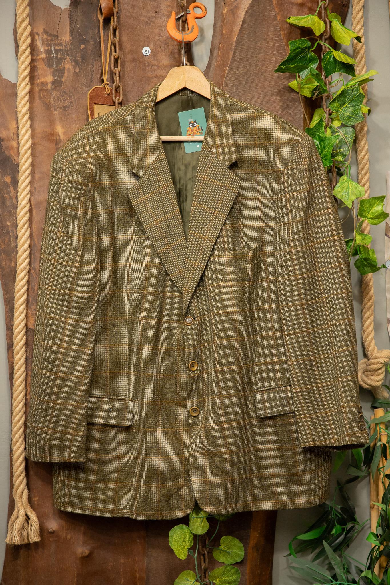 80s Tweed Oversize Green Wool Ceket