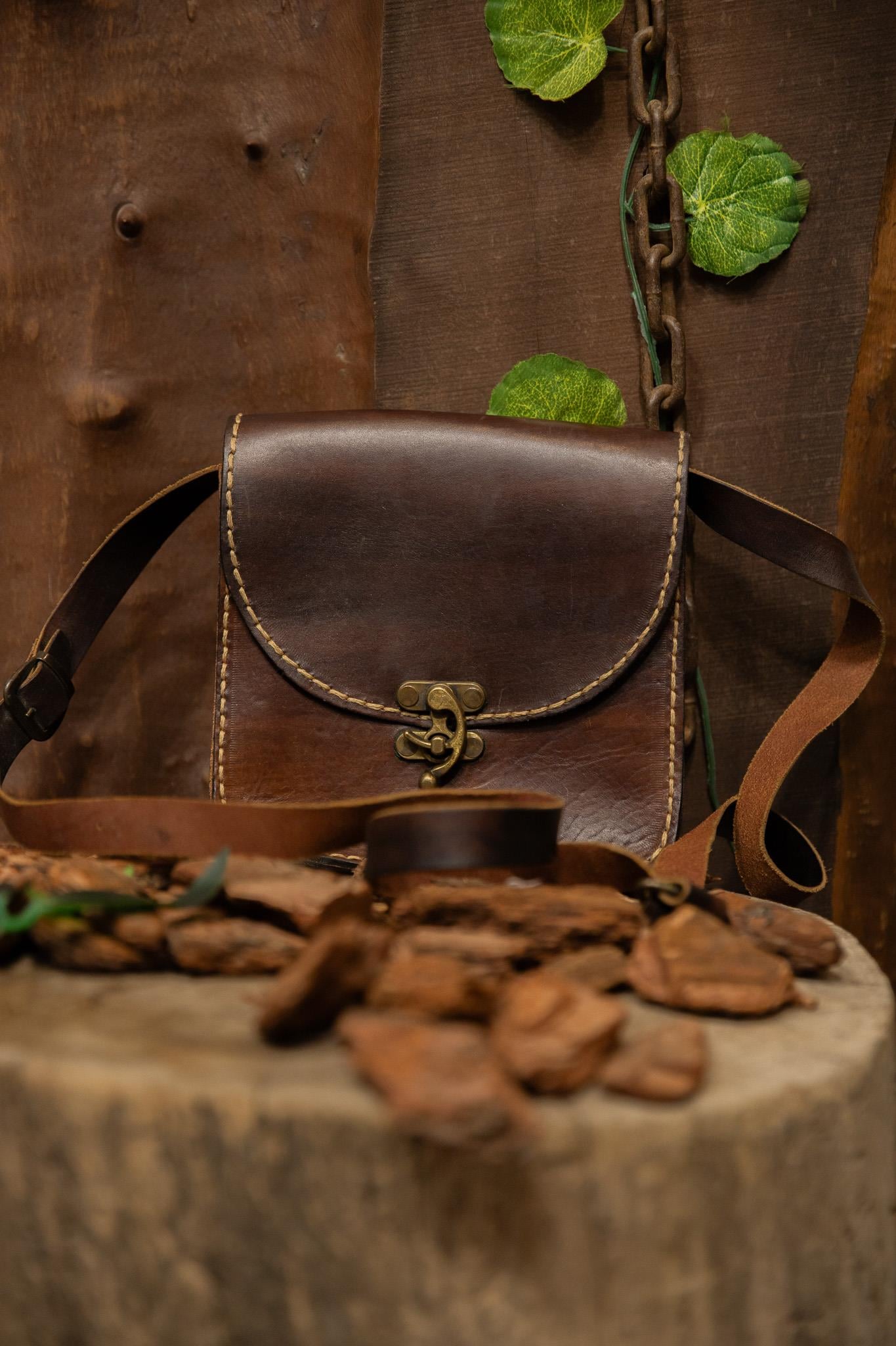 80s Western Dark Brown Deri Çanta