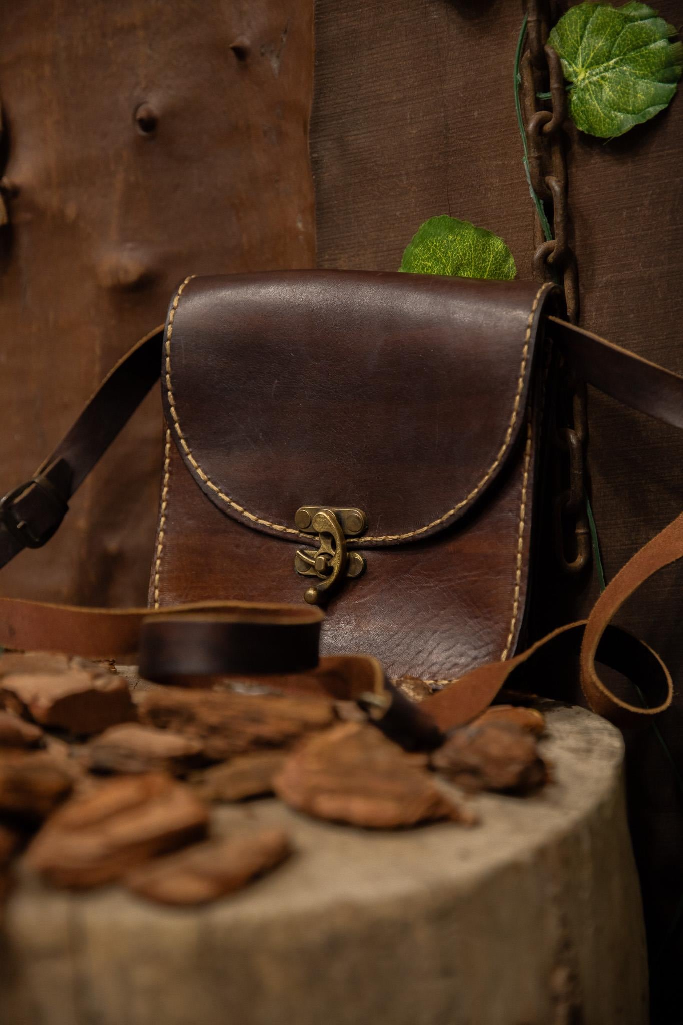 80s Western Dark Brown Deri Çanta