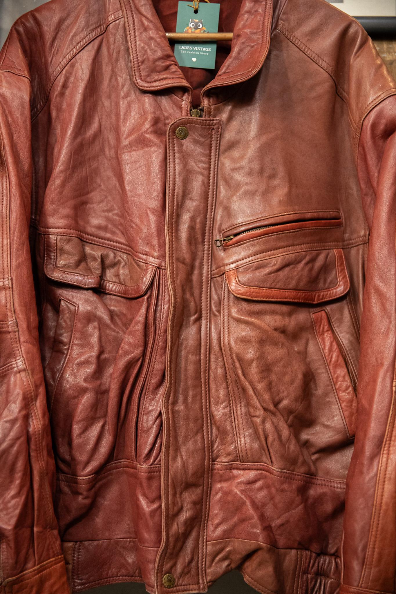 80s Wine Red Bomber Deri Ceket