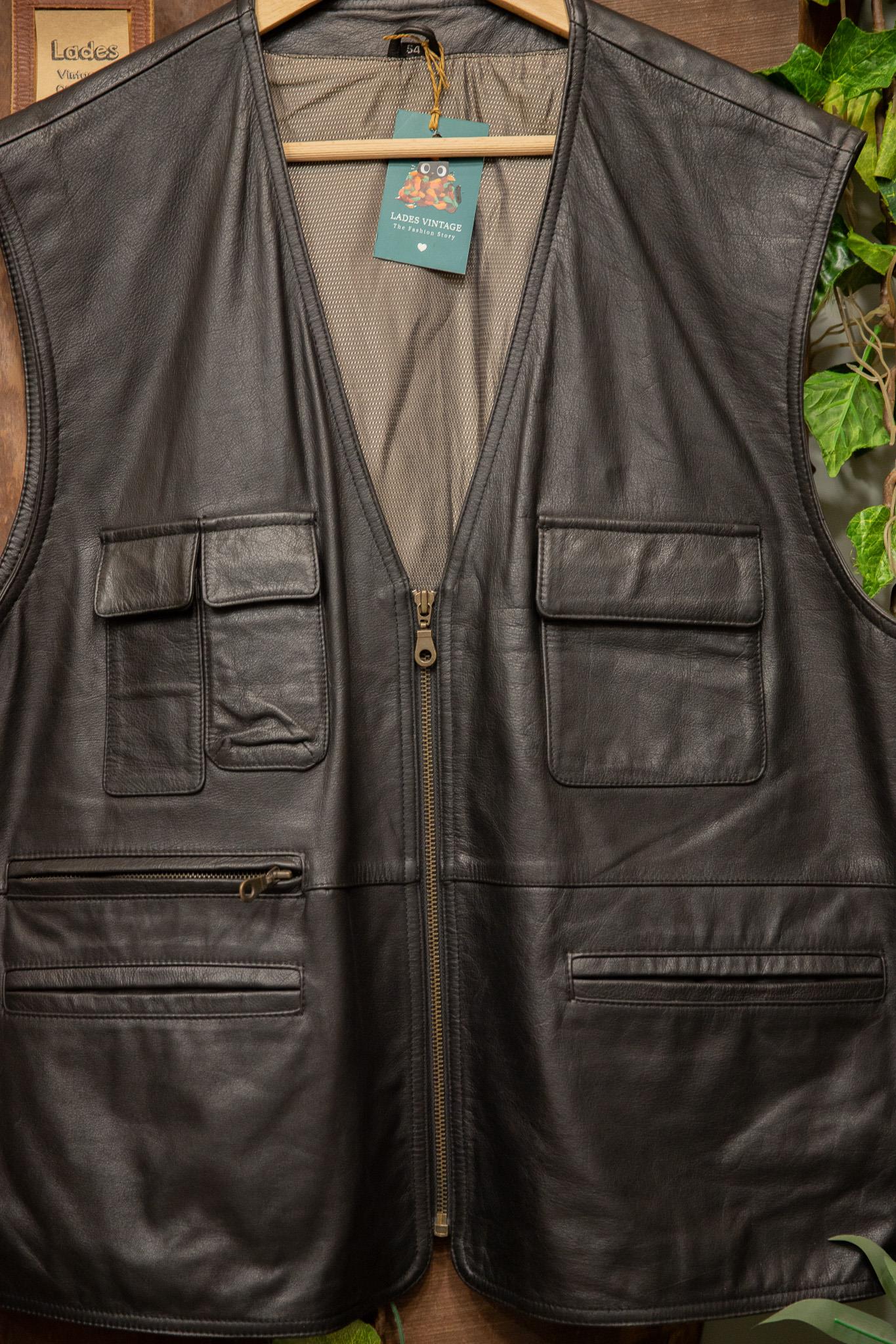80s/90s Biker Vest Deri Yelek