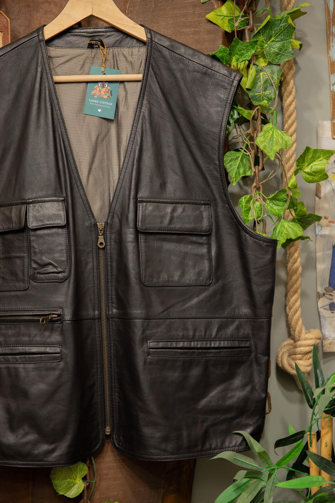 80s/90s Biker Vest Deri Yelek