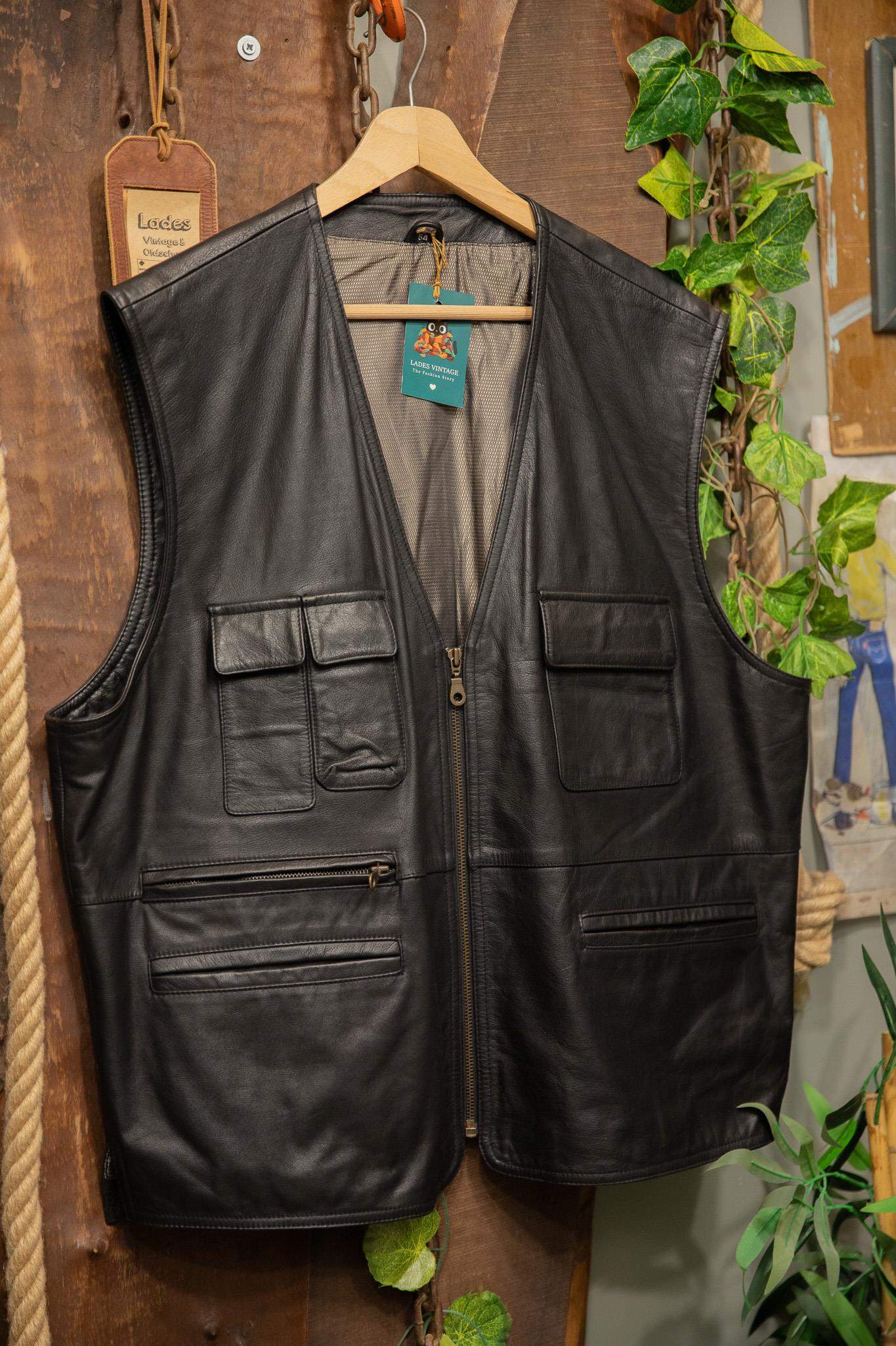 80s/90s Biker Vest Deri Yelek