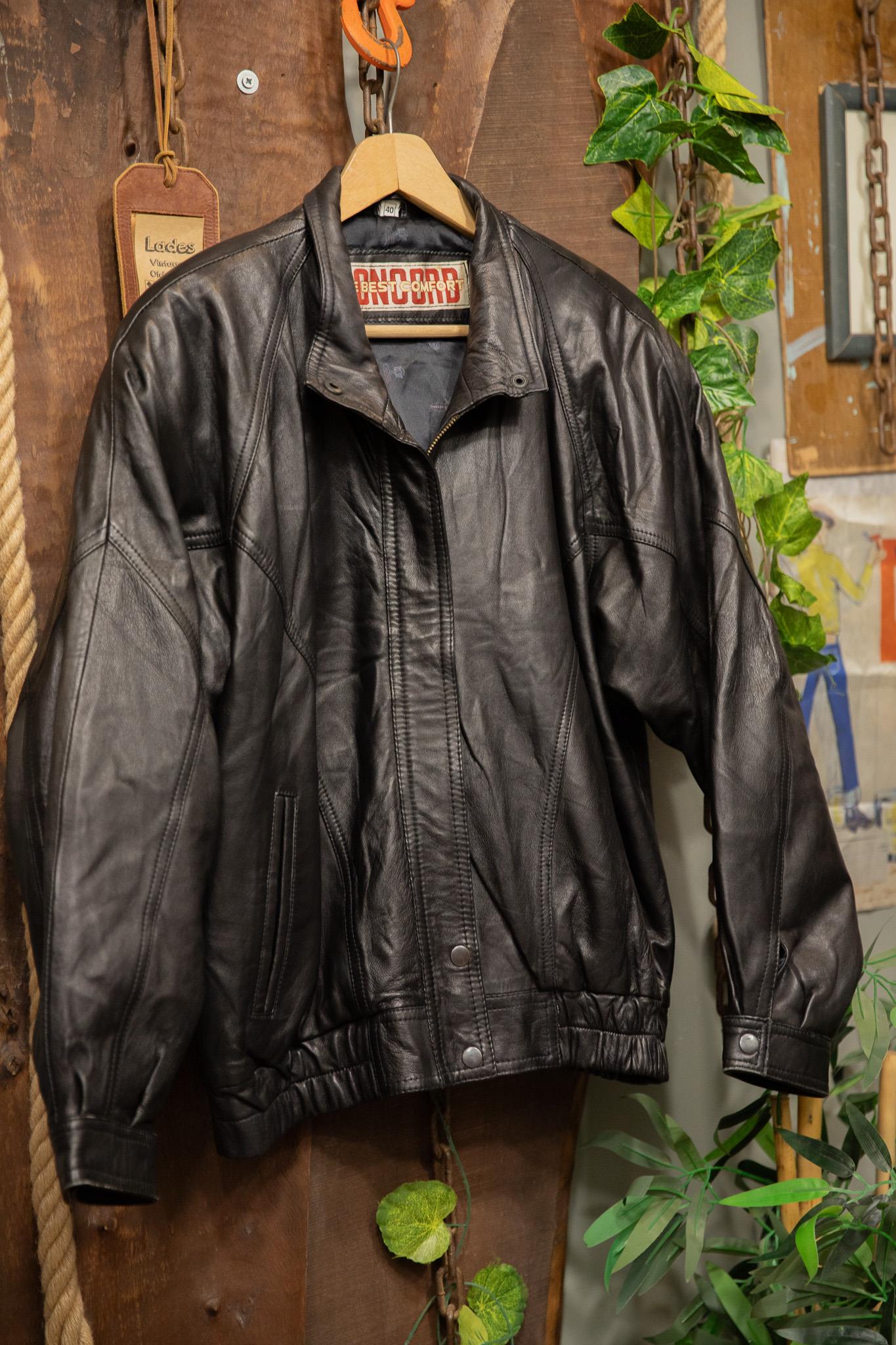 80s/90s Bomber Black Deri Ceket