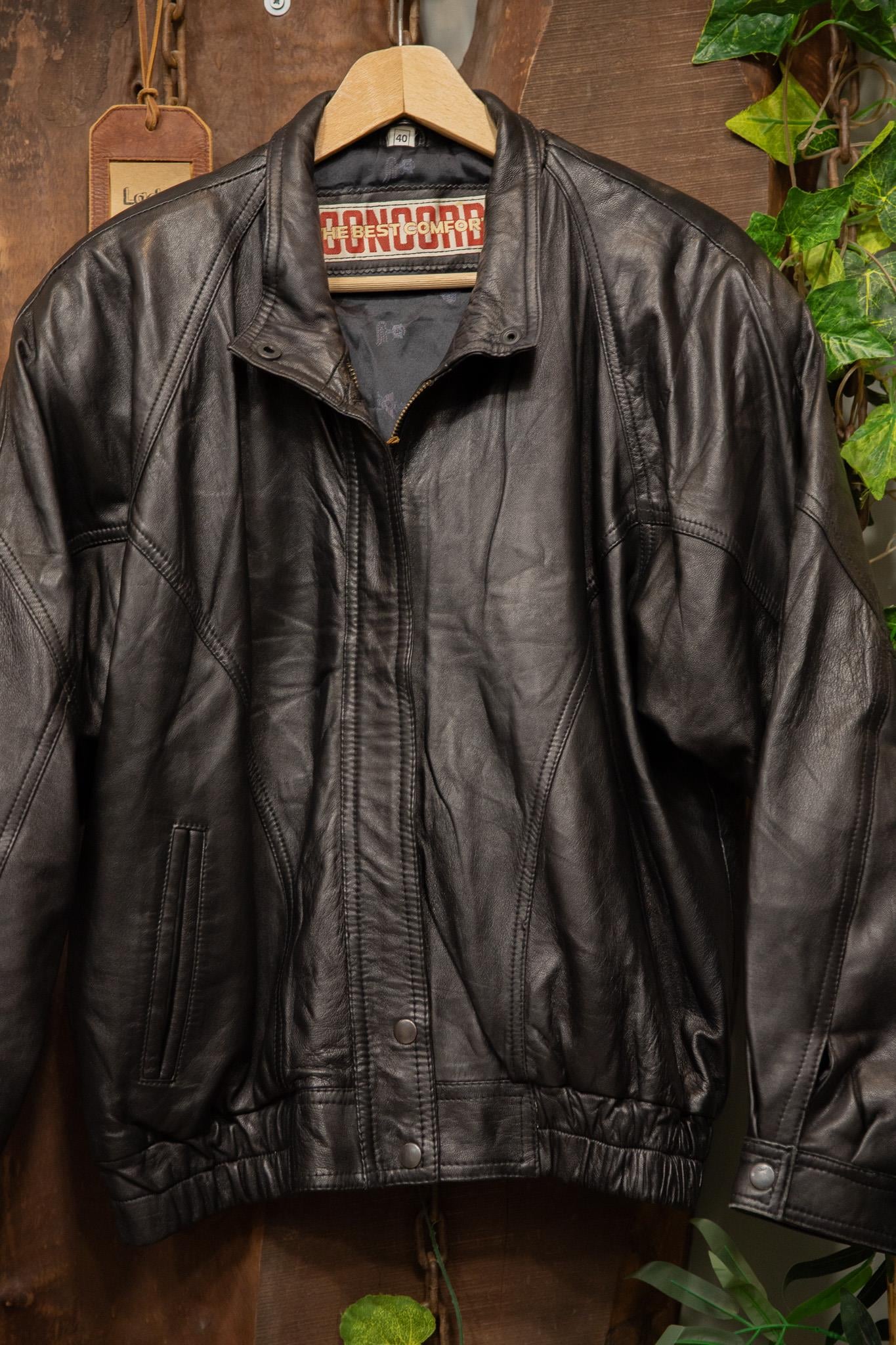 80s/90s Bomber Black Deri Ceket