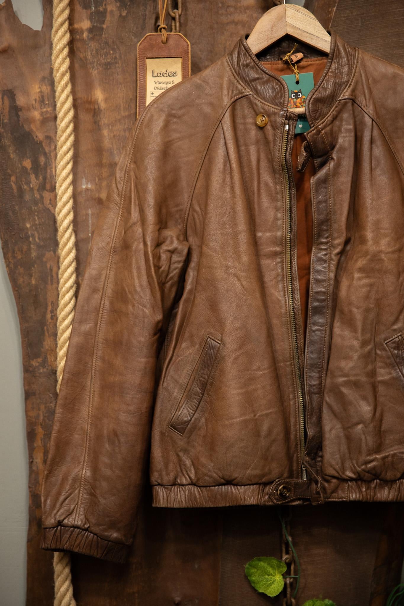 80s/90s Brown Biker Deri Ceket