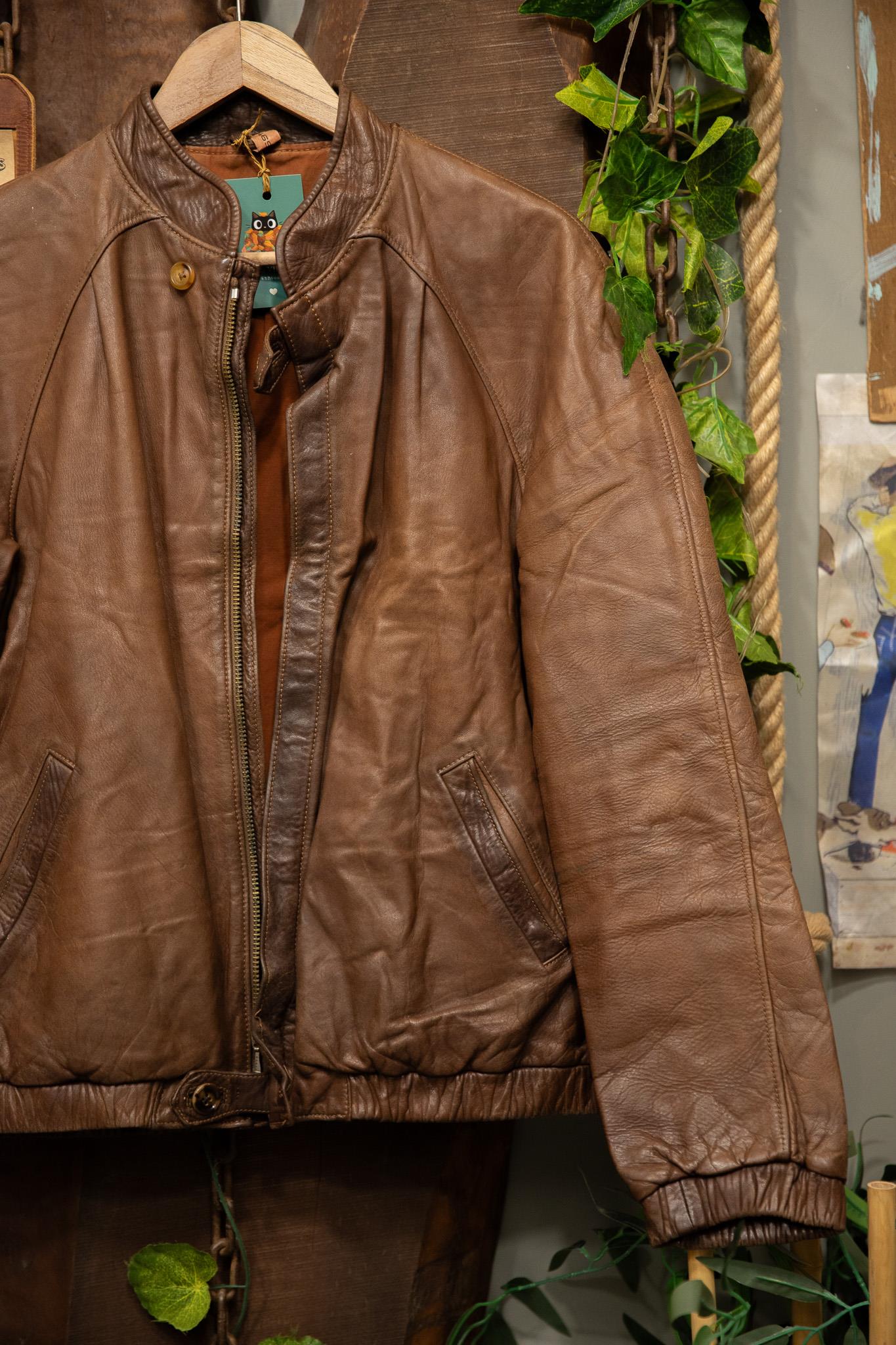 80s/90s Brown Biker Deri Ceket