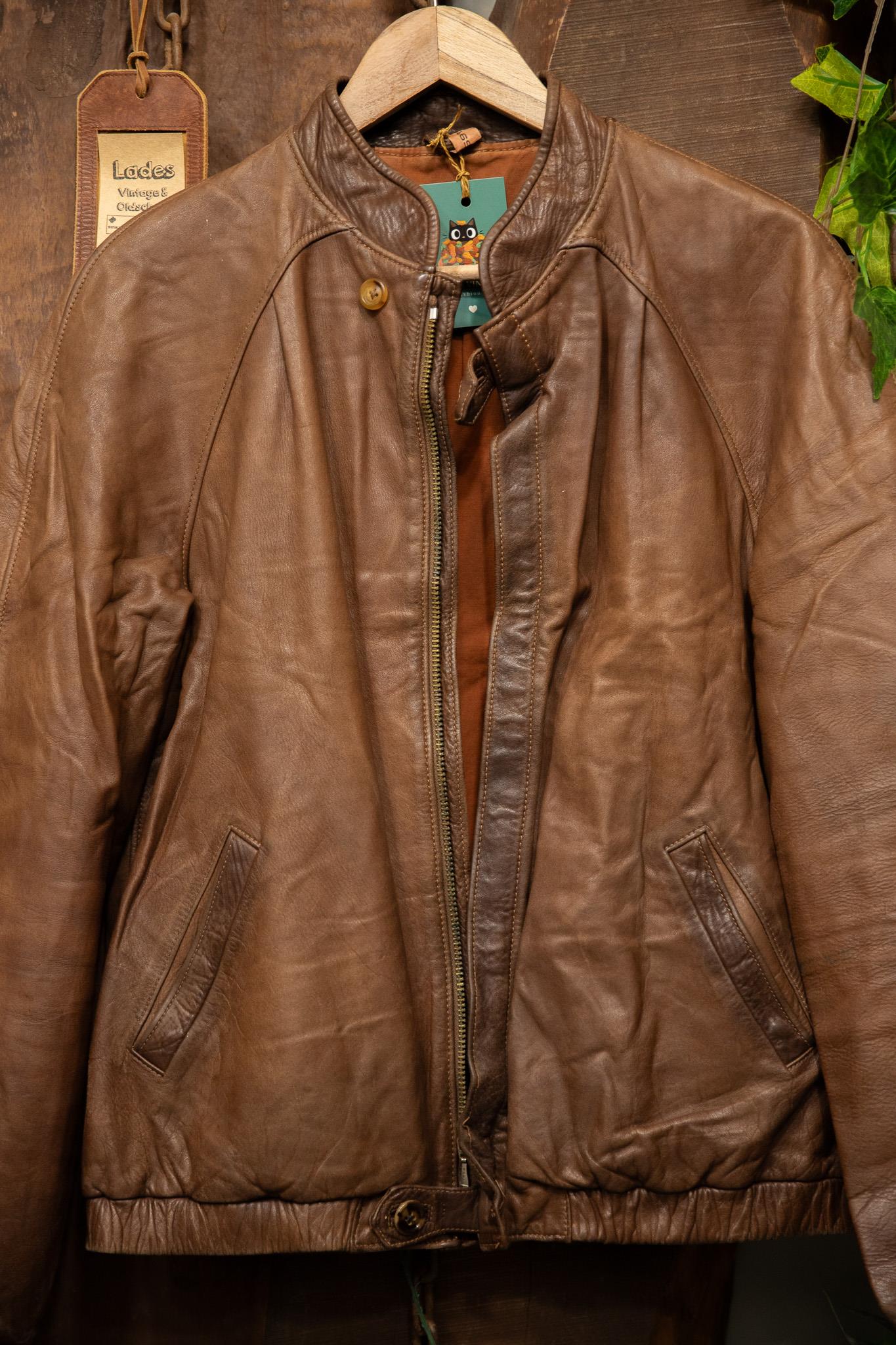 80s/90s Brown Biker Deri Ceket