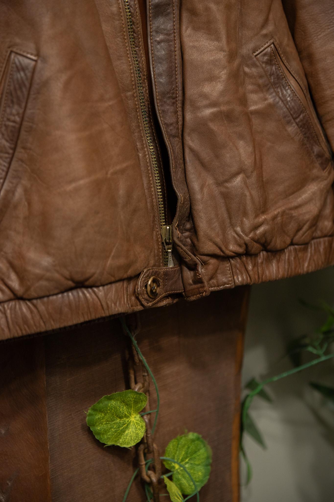 80s/90s Brown Biker Deri Ceket