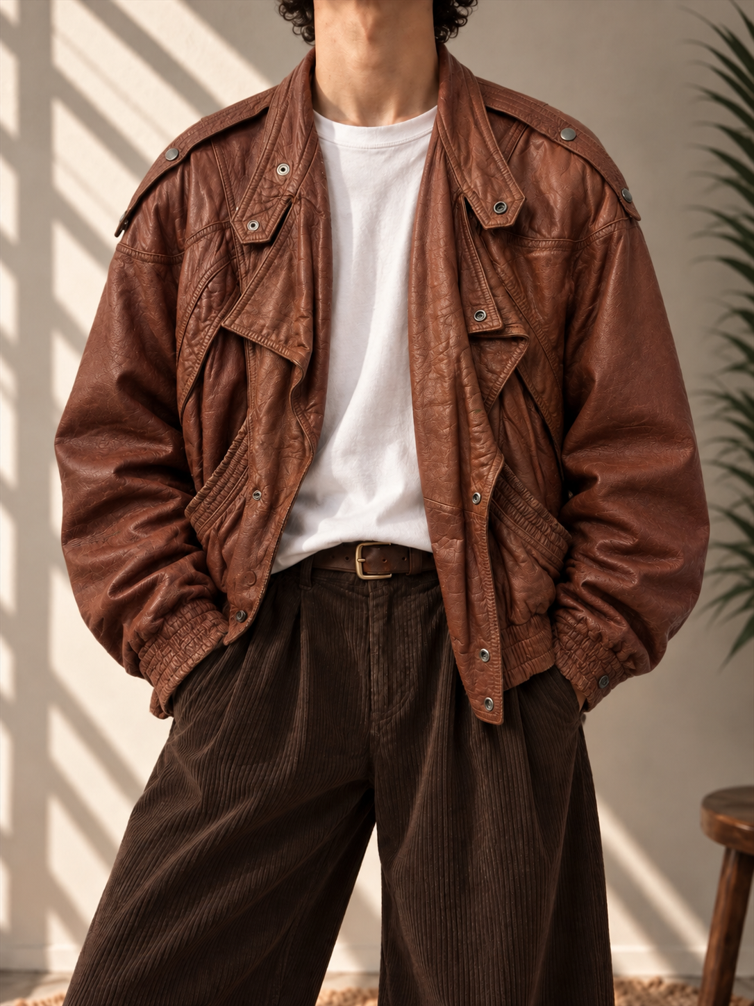 80s/90s Brown Bomber Deri Ceket