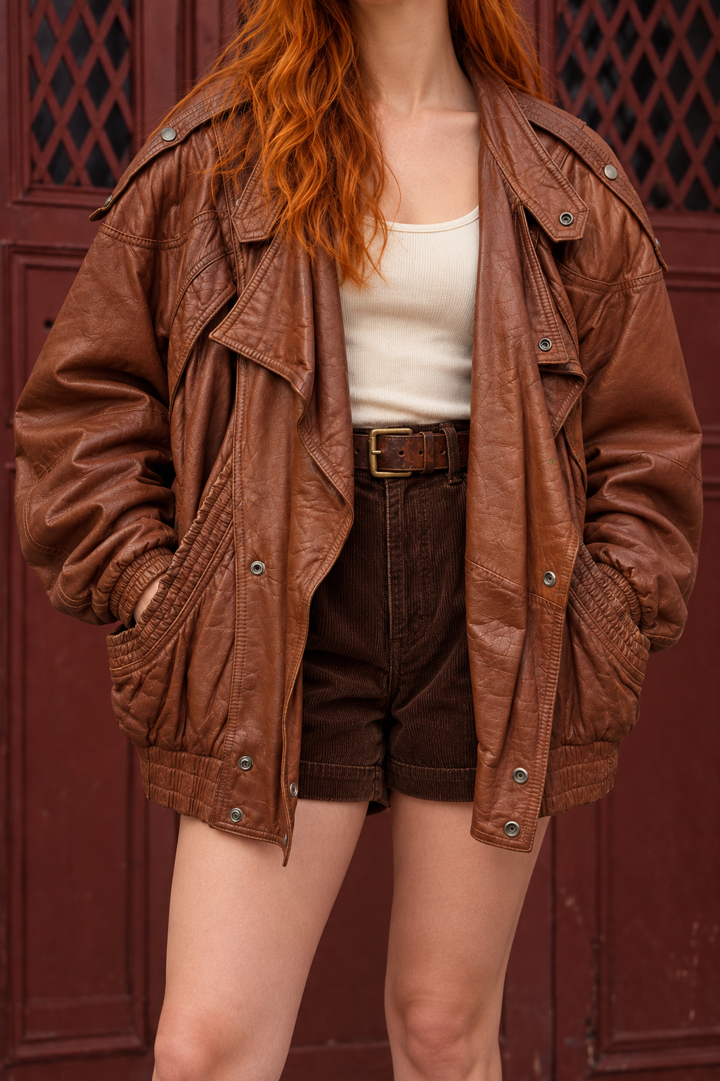80s/90s Brown Bomber Deri Ceket