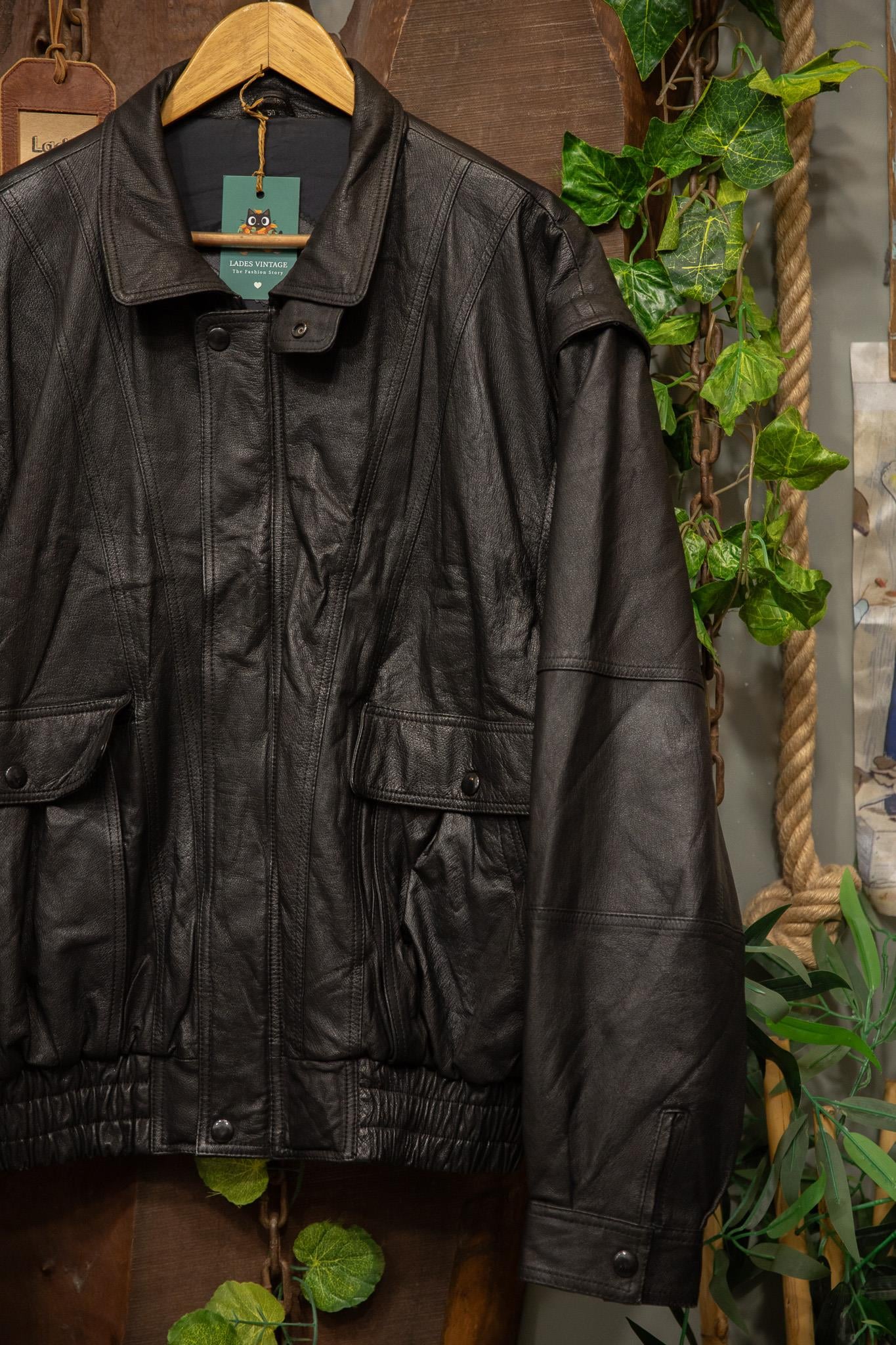 80s/90s Classic Black Deri Ceket