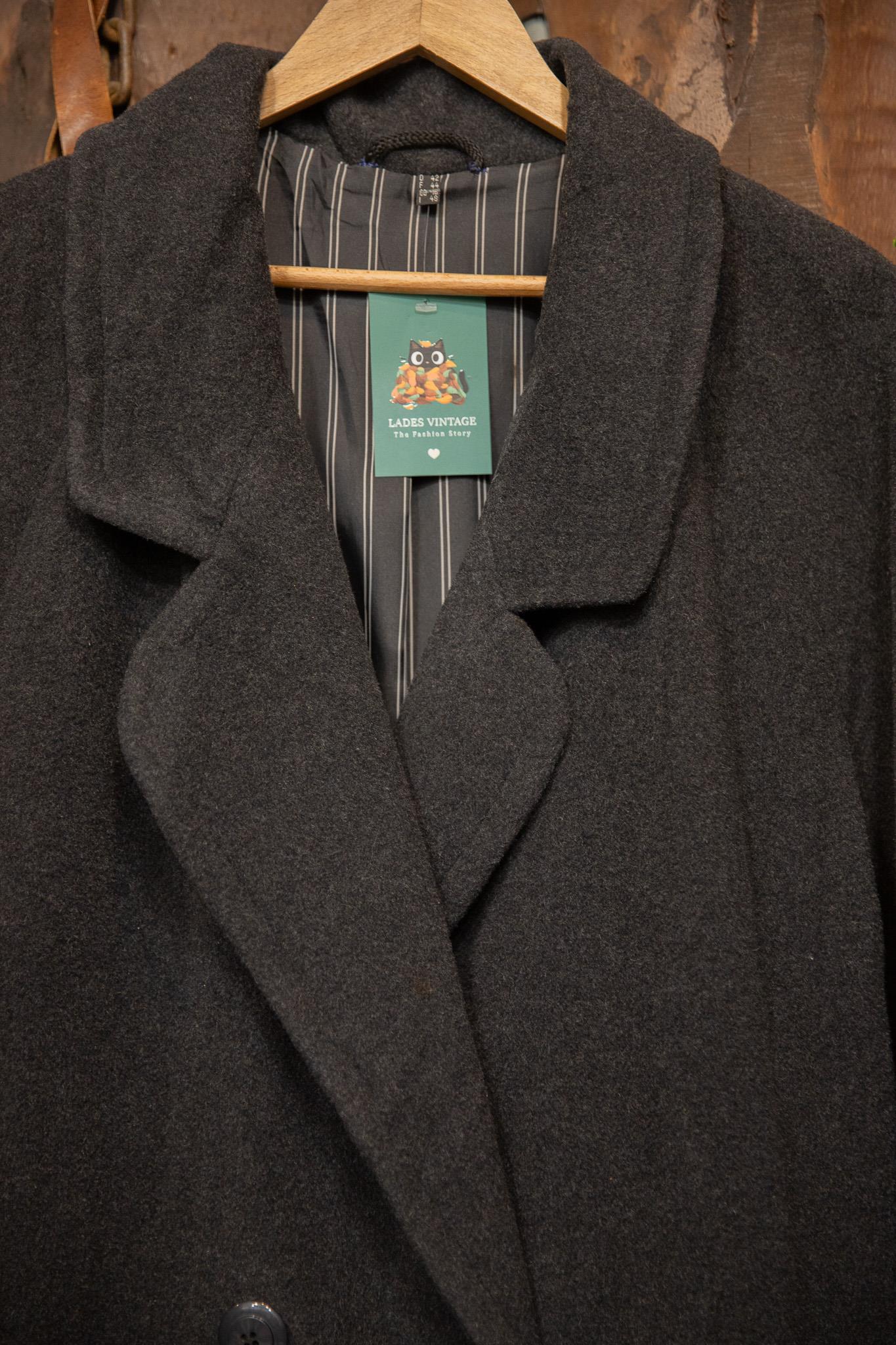 80s/90s Classic Grey Wool Kaşe Kaban