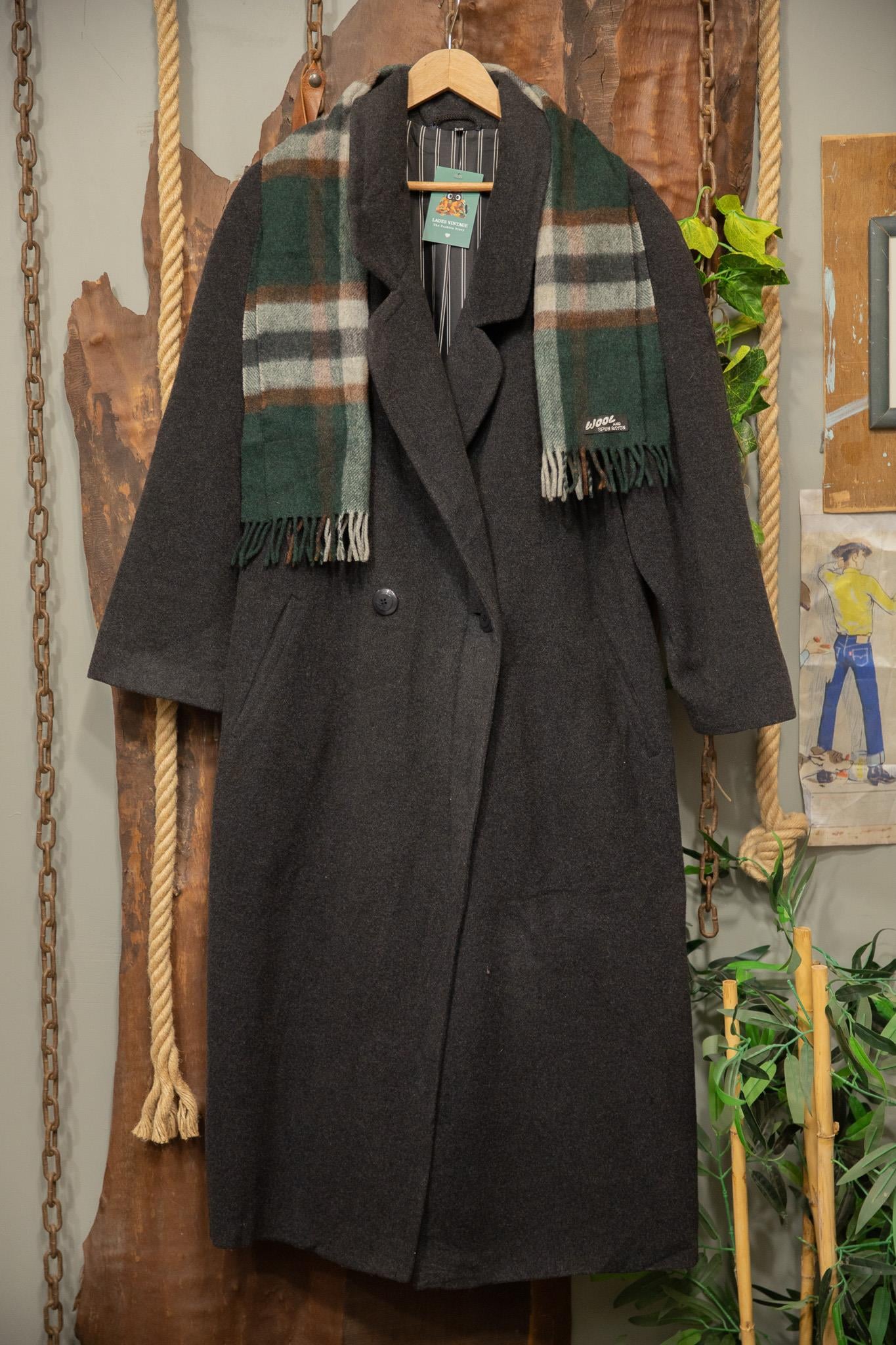 80s/90s Classic Grey Wool Kaşe Kaban