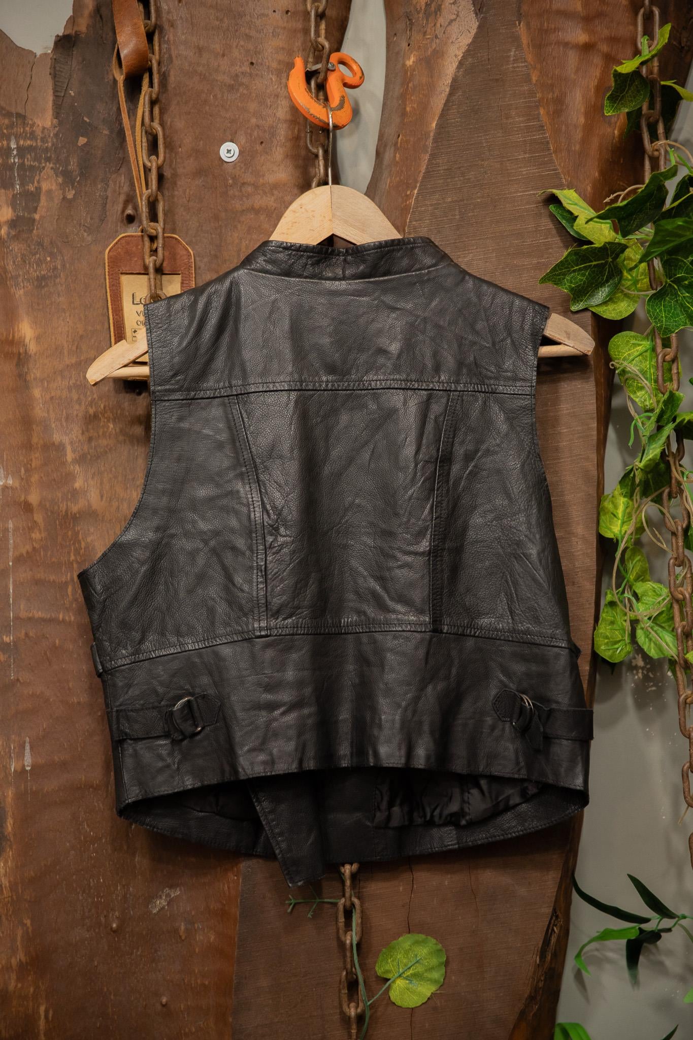 80s/90s Cropped Biker Deri Yelek