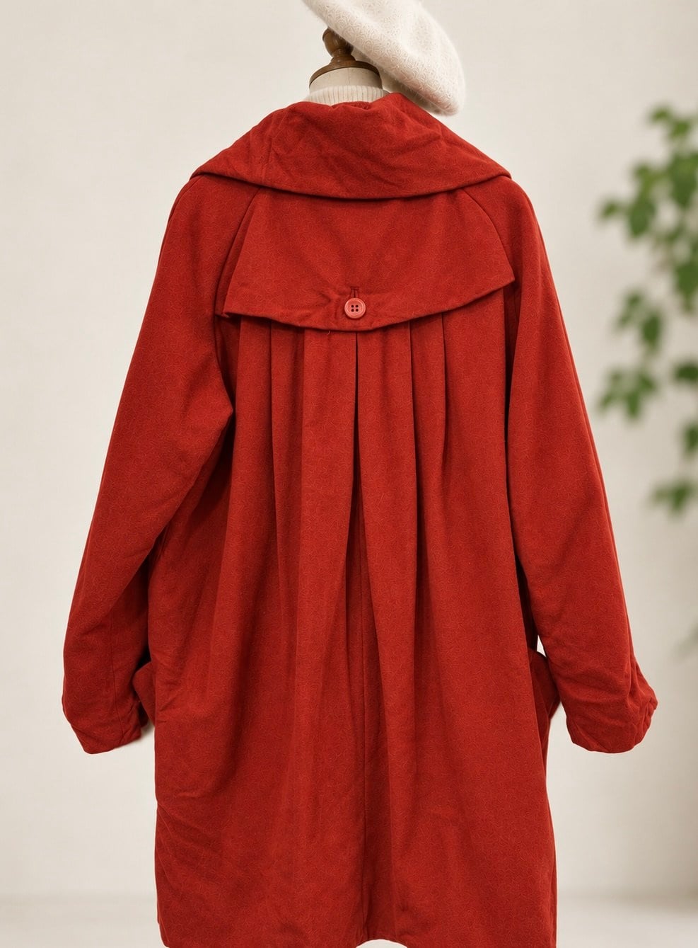 80s/90s Gebiş Yaka Pile Detay Wool Kaban
