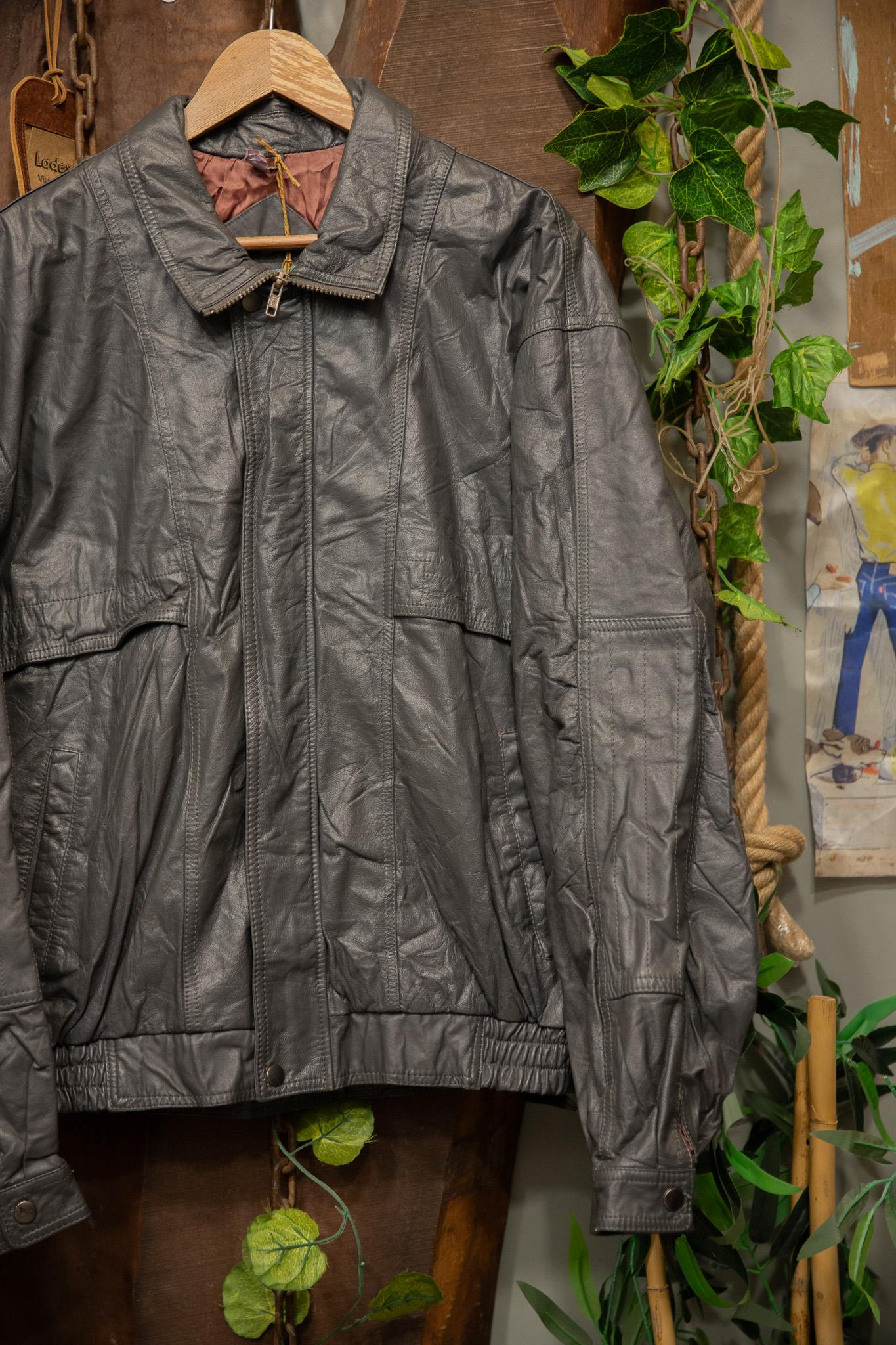 80s/90s Grey Bomber Deri Ceket