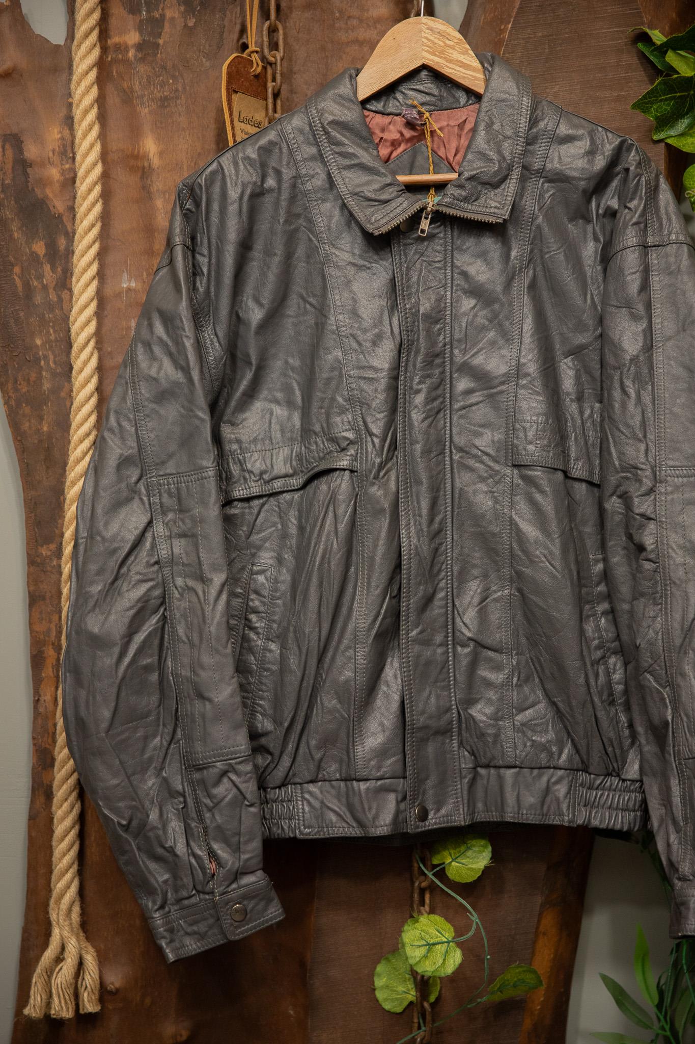 80s/90s Grey Bomber Deri Ceket