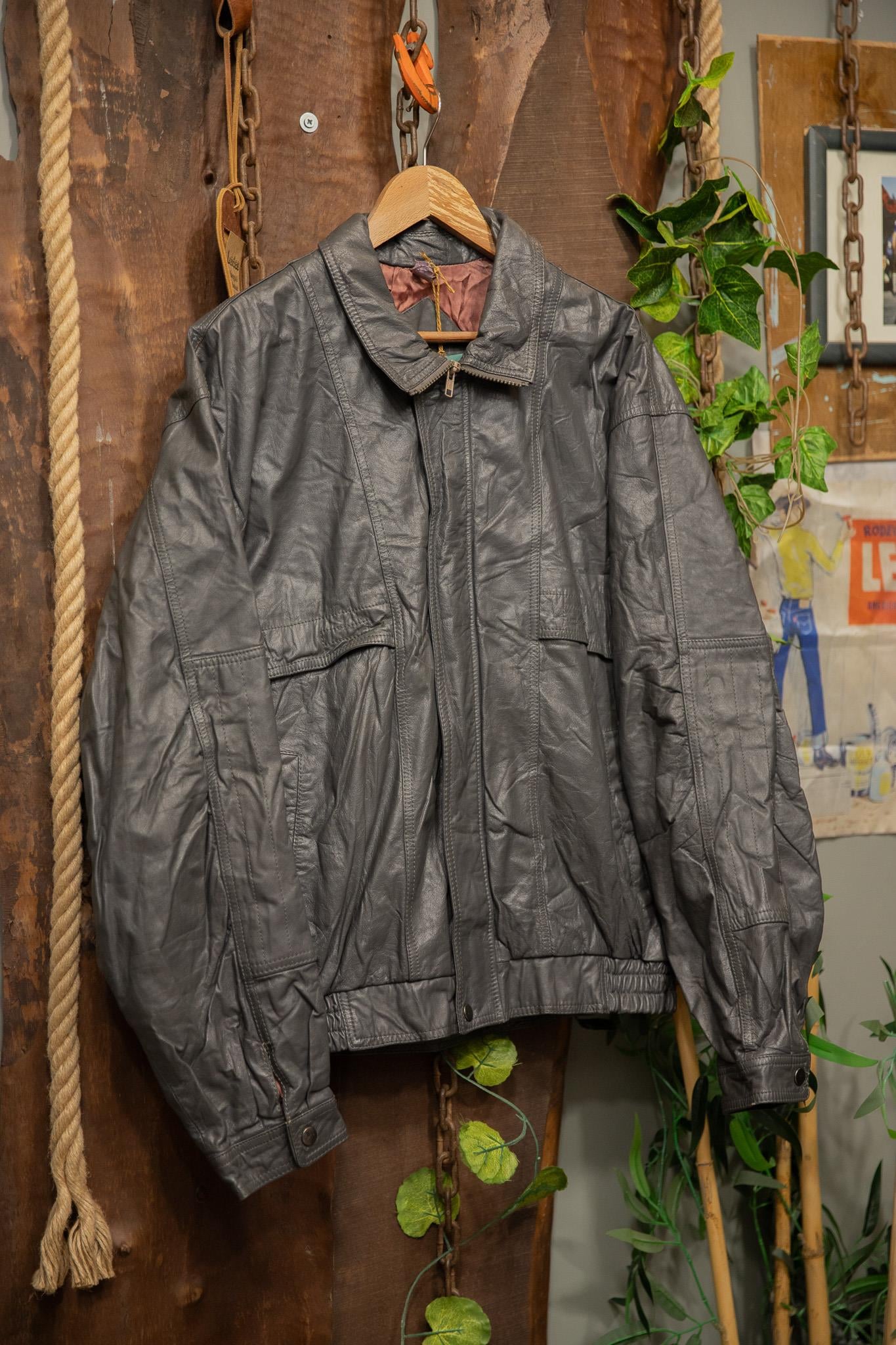 80s/90s Grey Bomber Deri Ceket