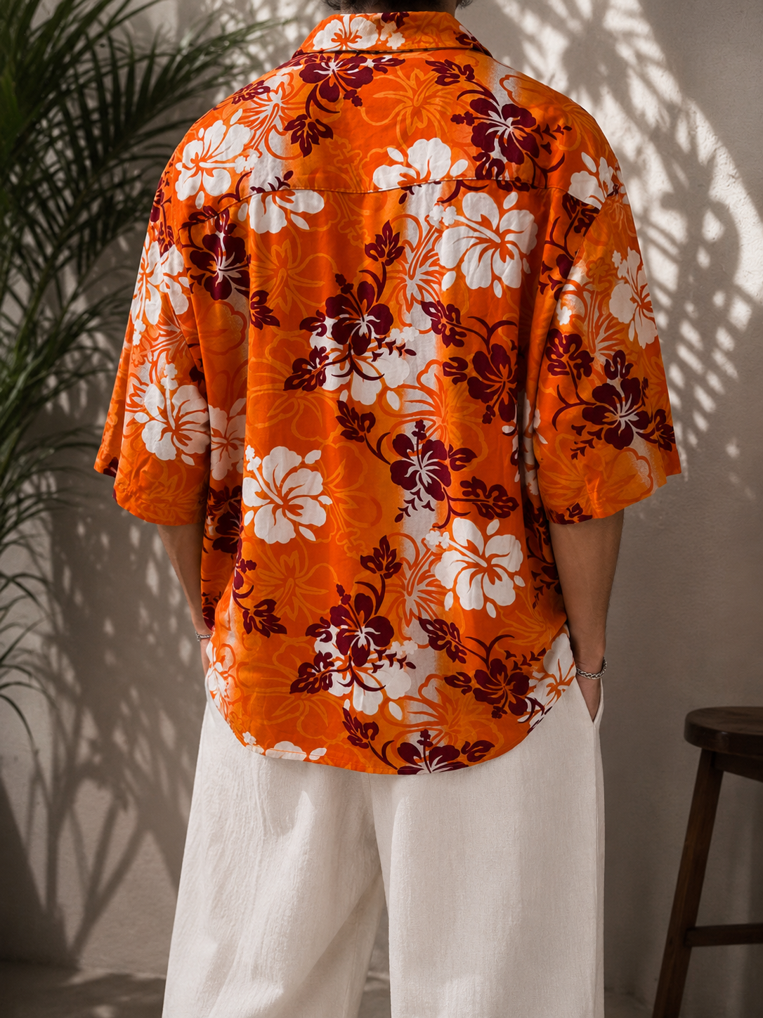 80s/90s Küba Yaka Hibiscus Gömlek