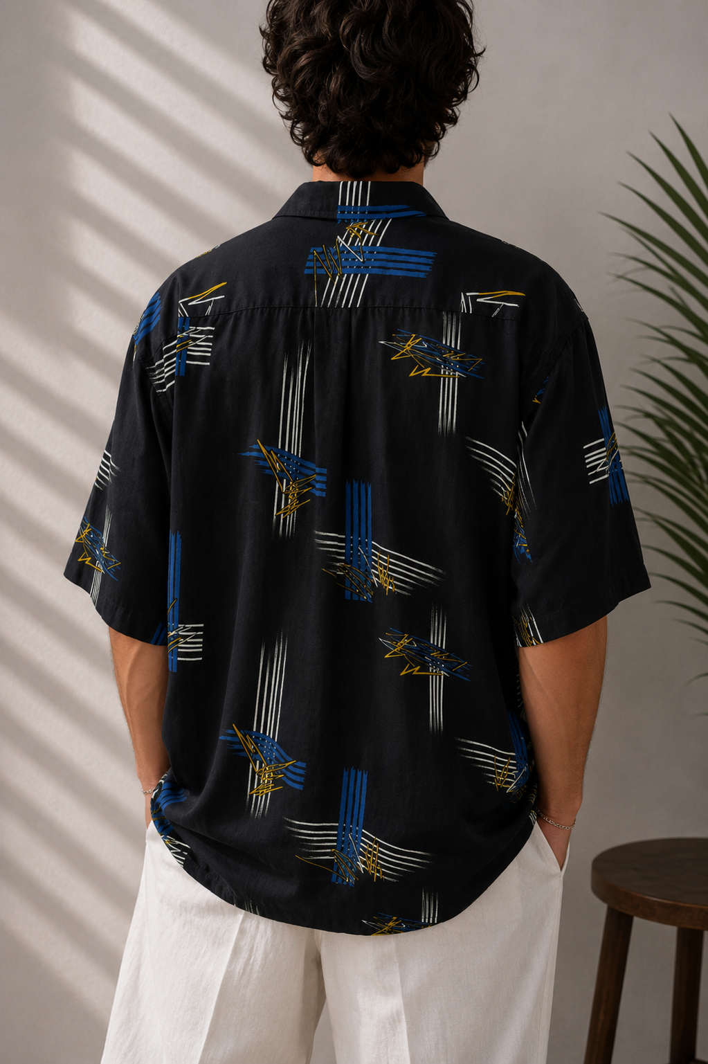 80s/90s Yıldırım Desenli Oversize Gömlek