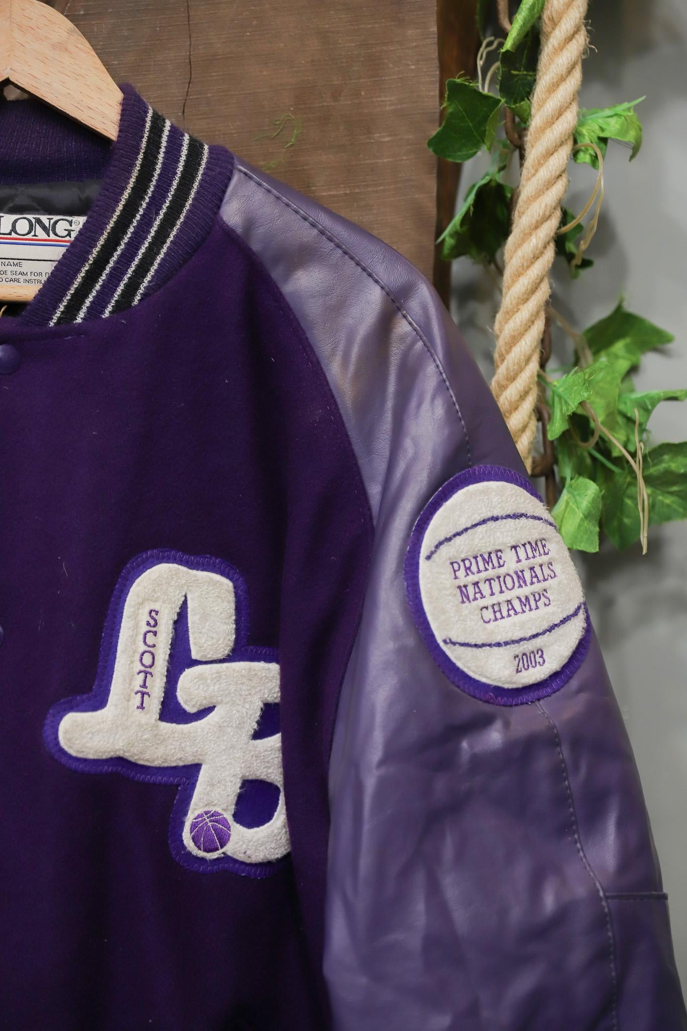 90s American Oversize Purple Kolej Ceket