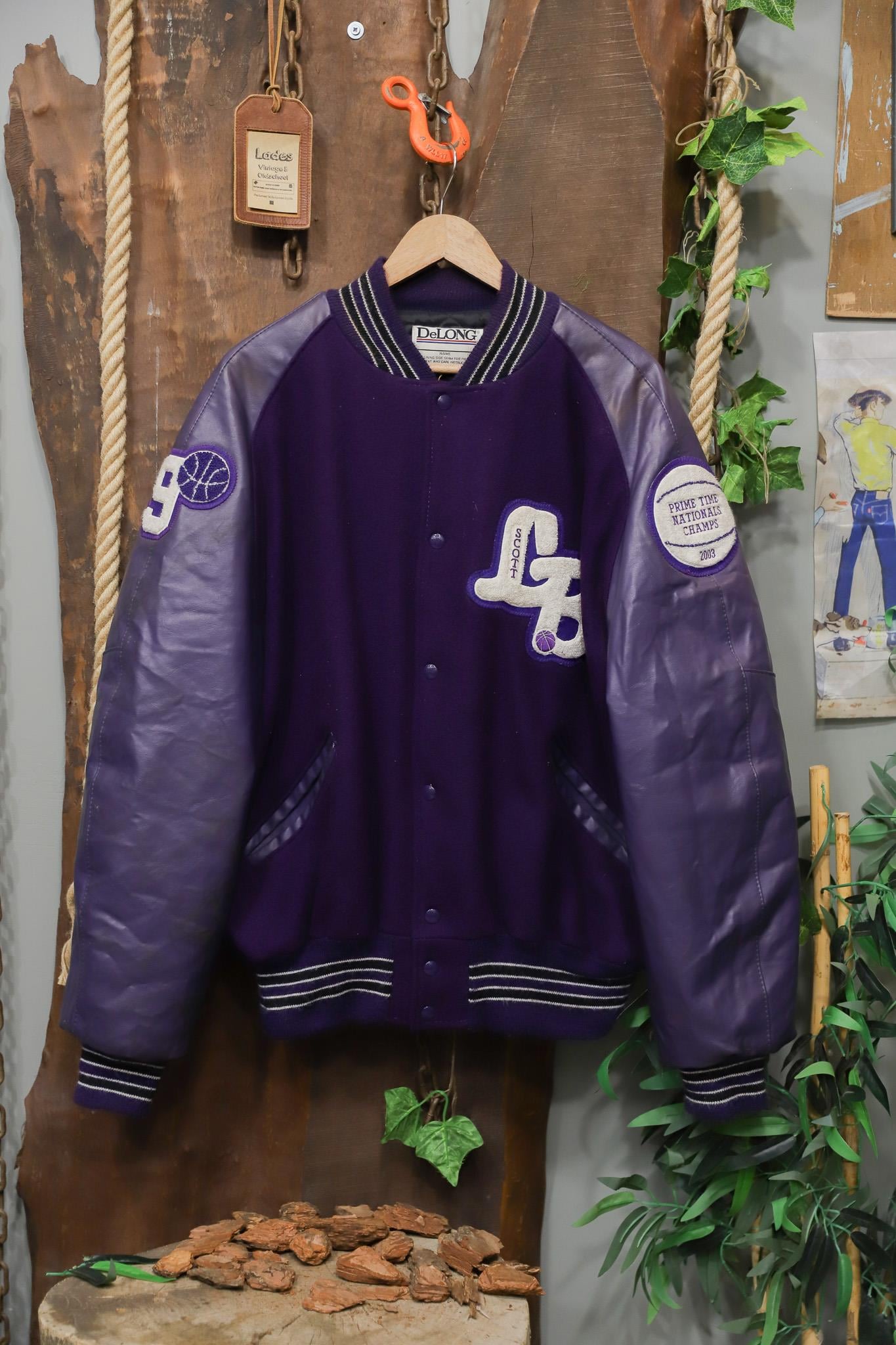 90s American Oversize Purple Kolej Ceket