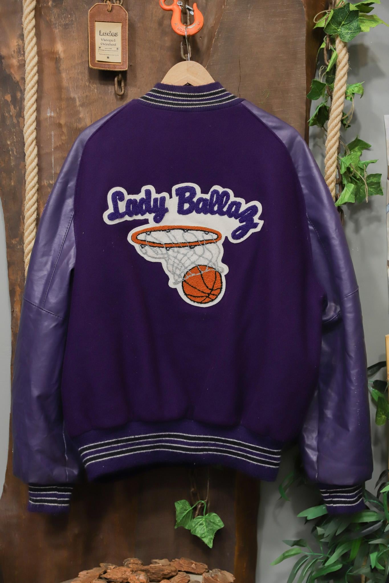 90s American Oversize Purple Kolej Ceket