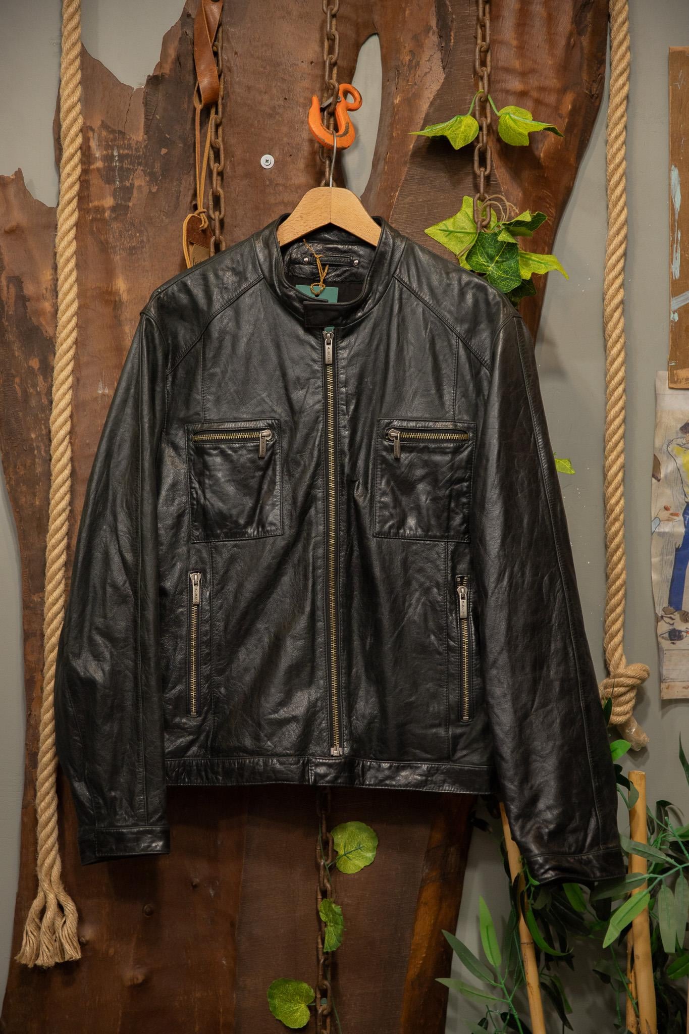 90s Biker Quilt Moto Black Deri Ceket