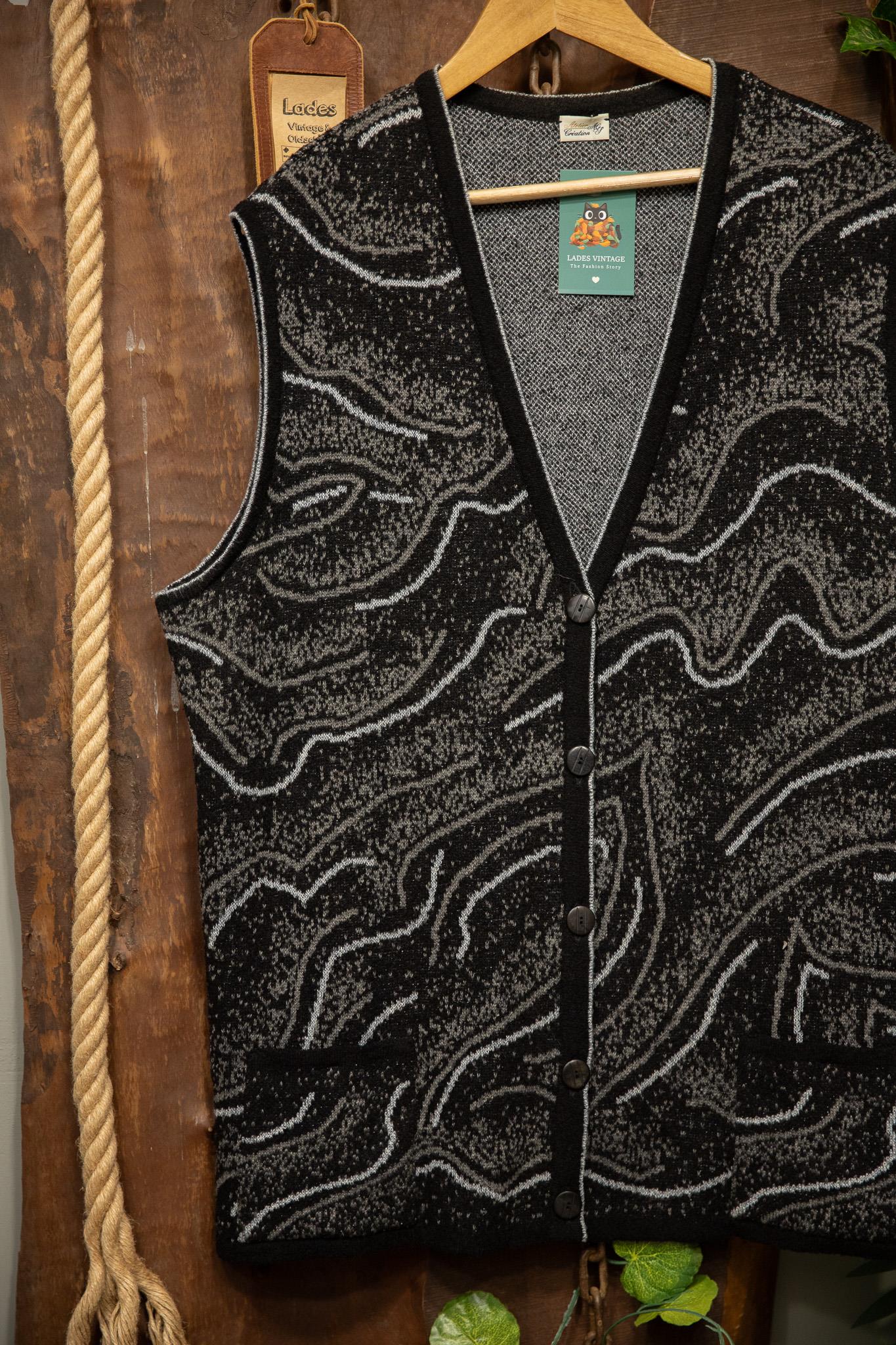 90s Black&White Örgü Yelek