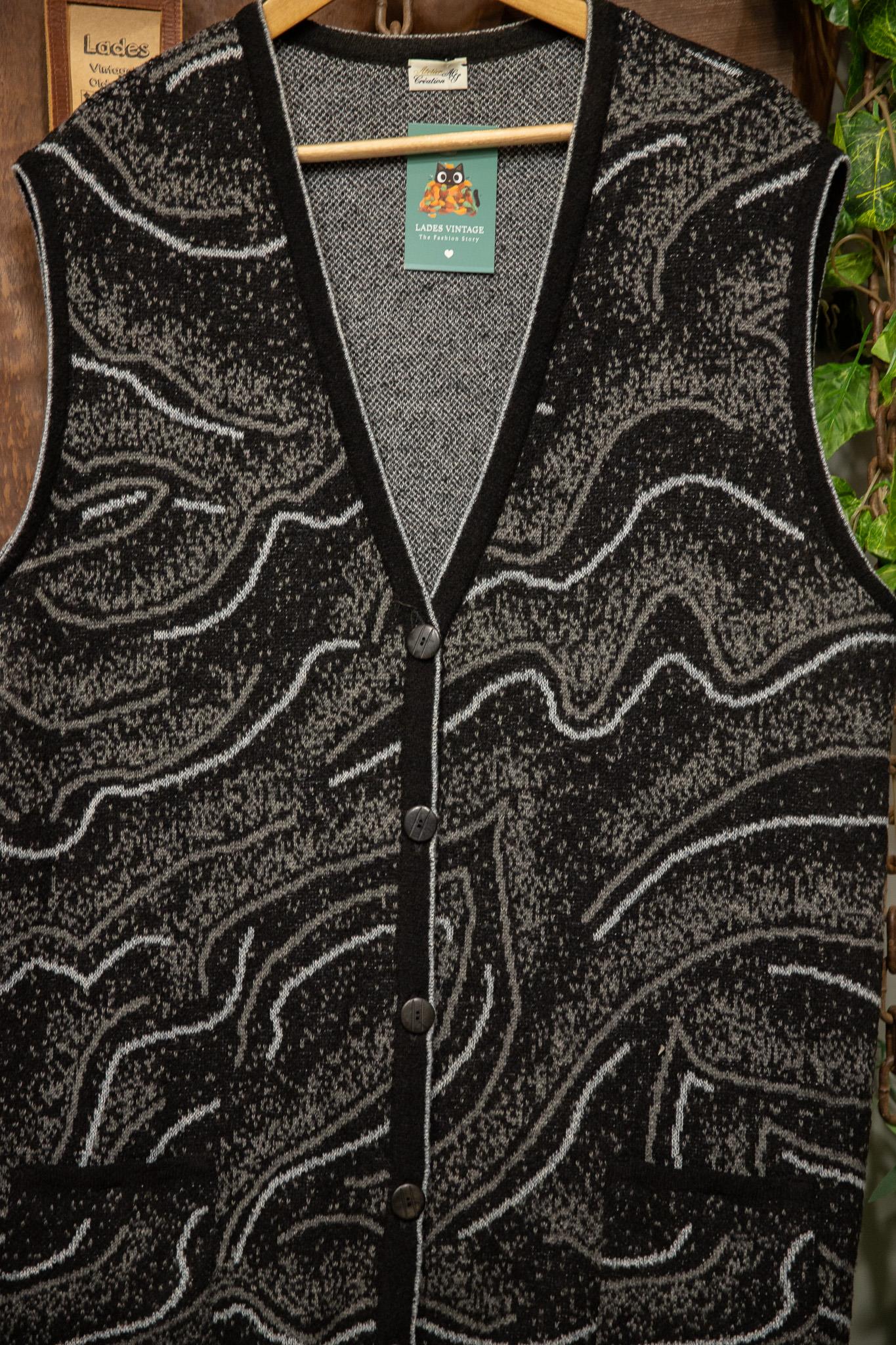 90s Black&White Örgü Yelek