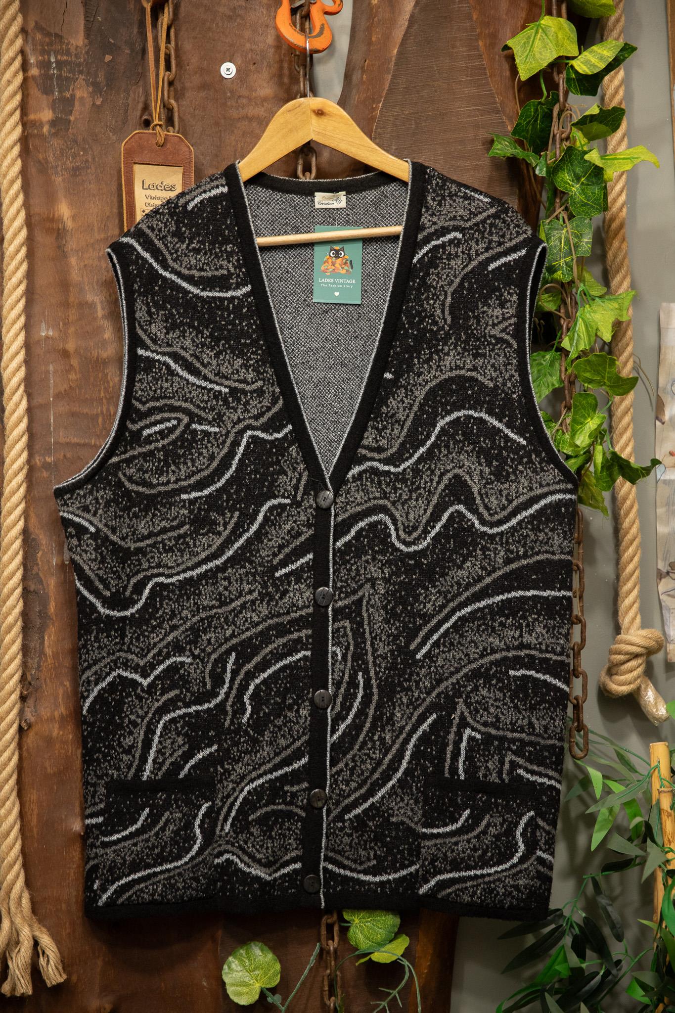 90s Black&White Örgü Yelek