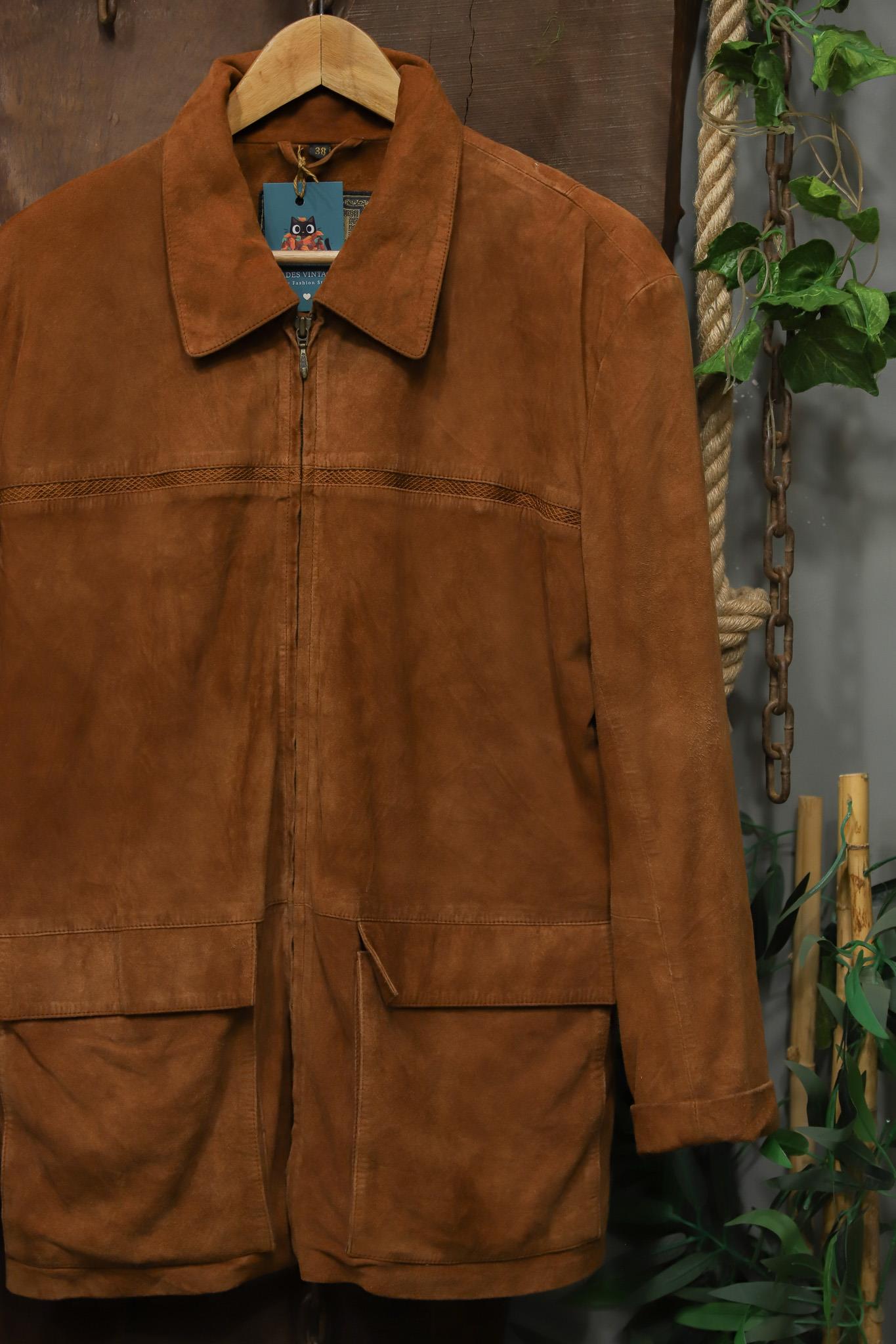90s Brown Suede Deri Ceket