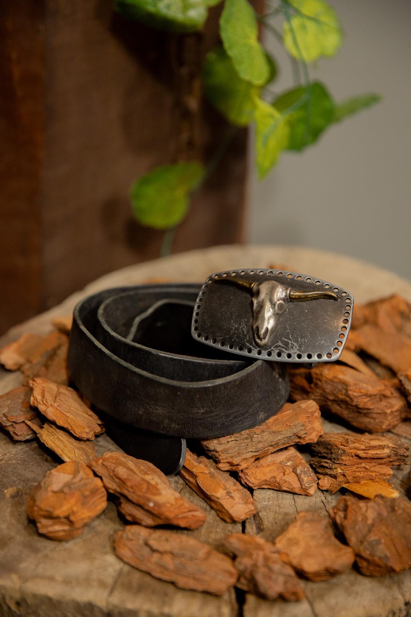 90s Bull Skull Cowboy Deri Kemer