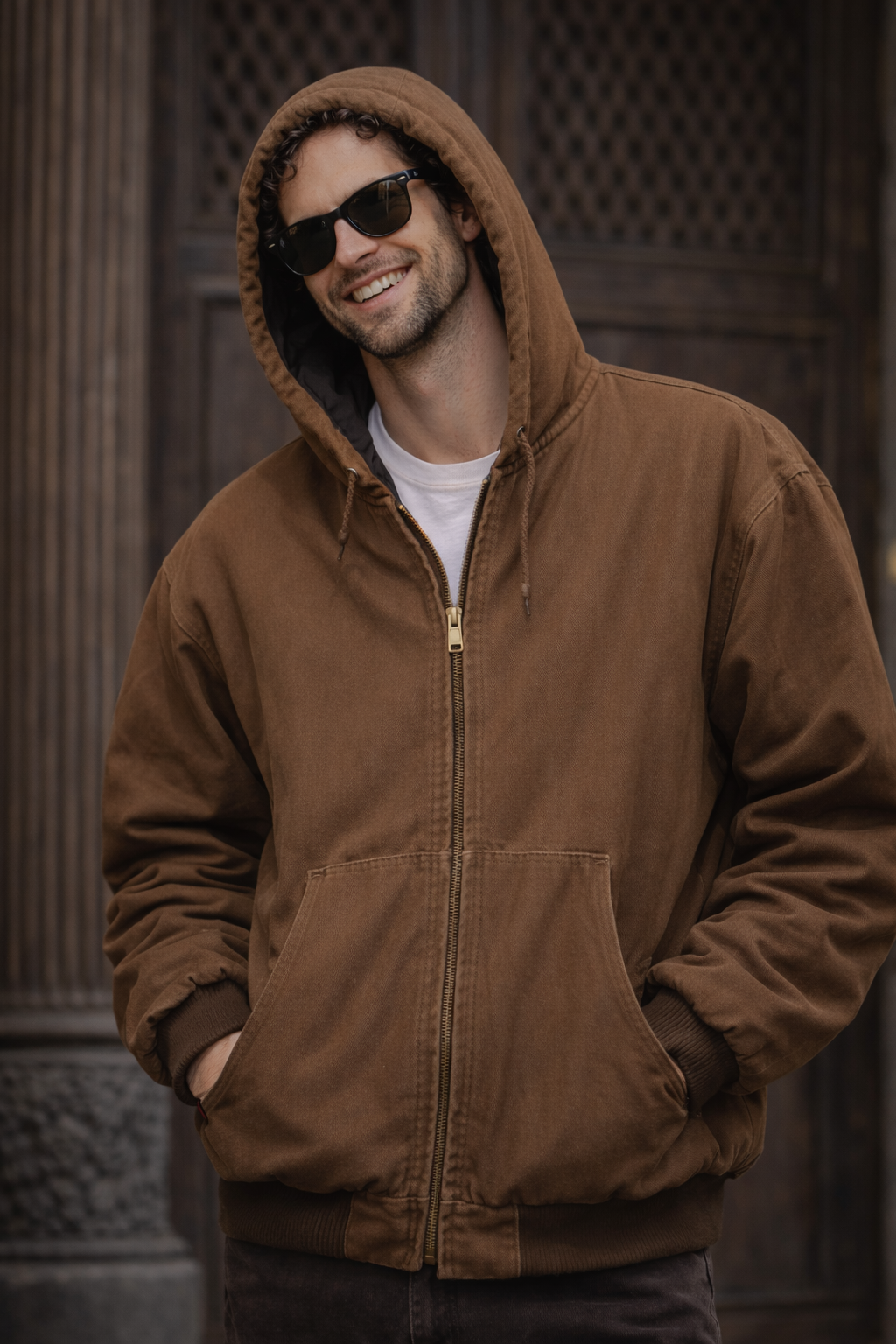 90s Canvas Brown Hooded Mont/Ceket