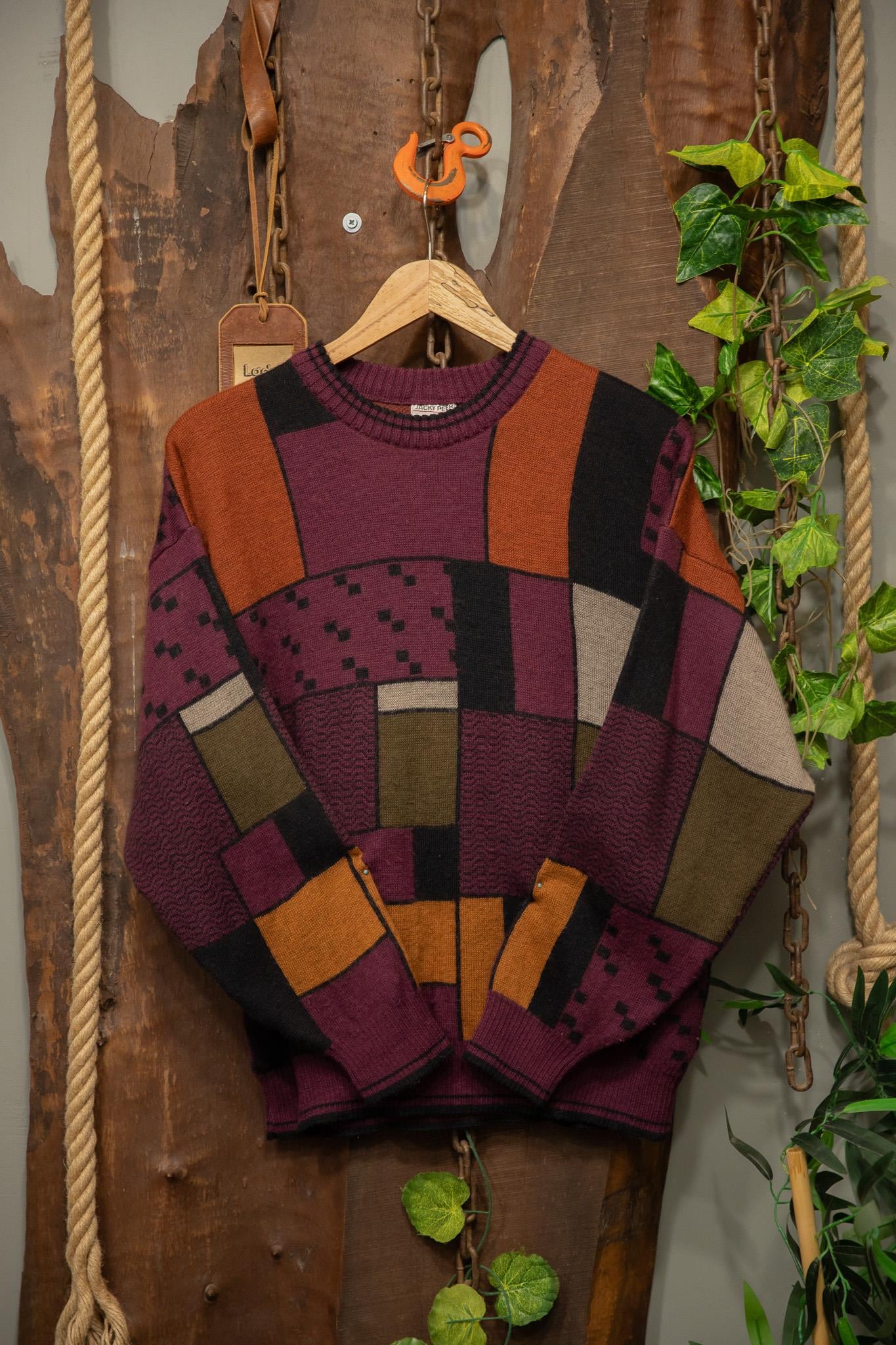 90s Color Block Oversize Wool Kazak