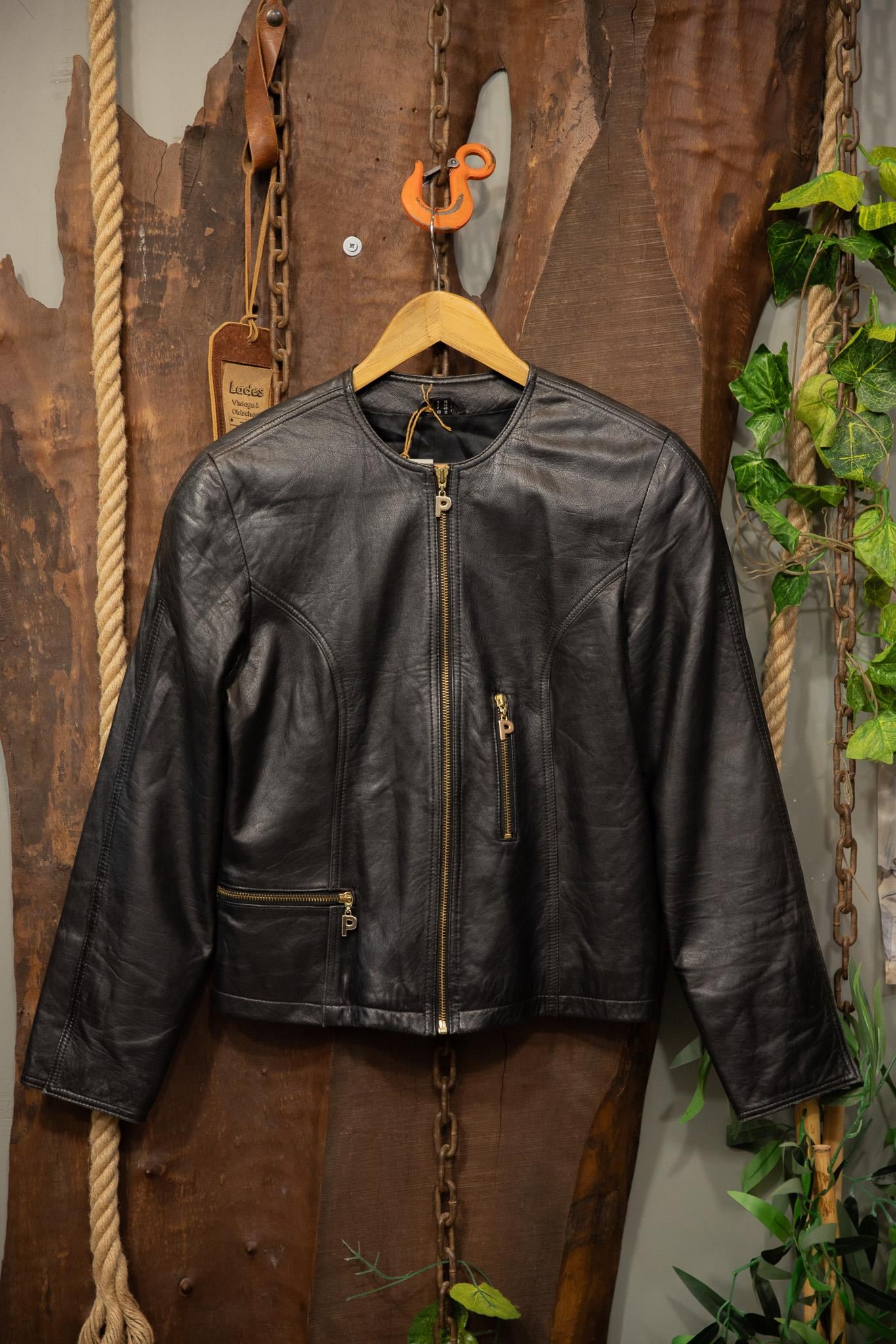 90s Crop Biker Deri Ceket