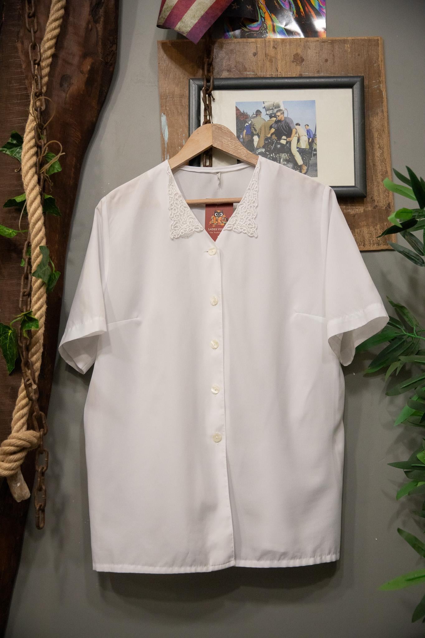 90s Dantel Yaka Kadın Gömlek