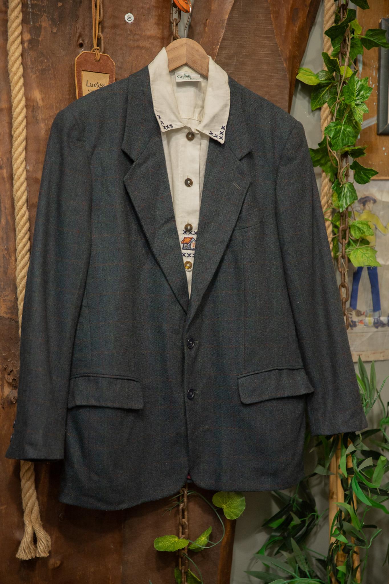 90s Ekose Wool Blazer Ceket