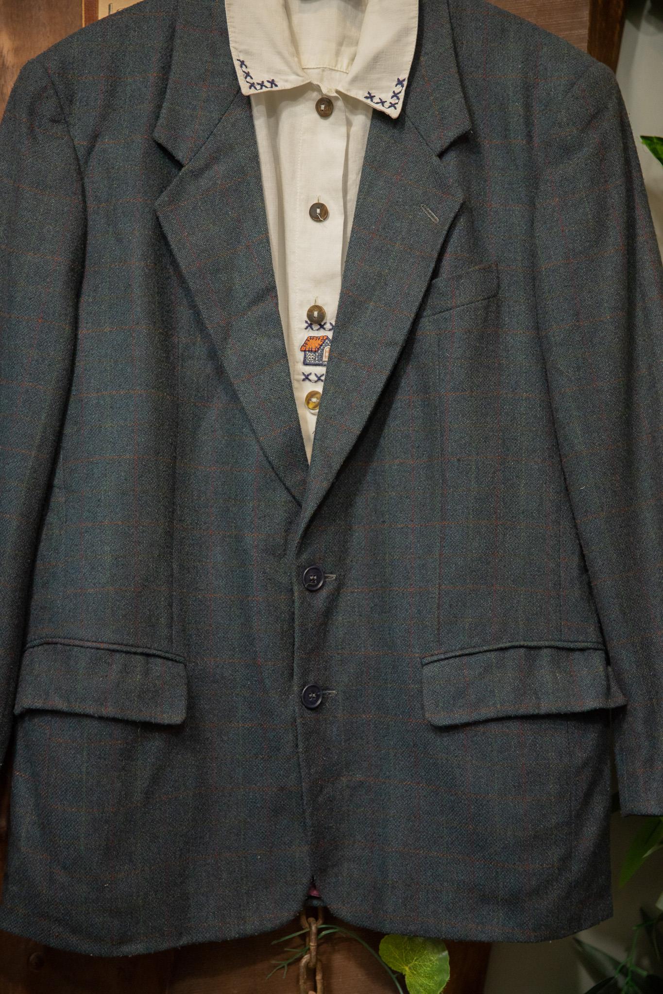 90s Ekose Wool Blazer Ceket