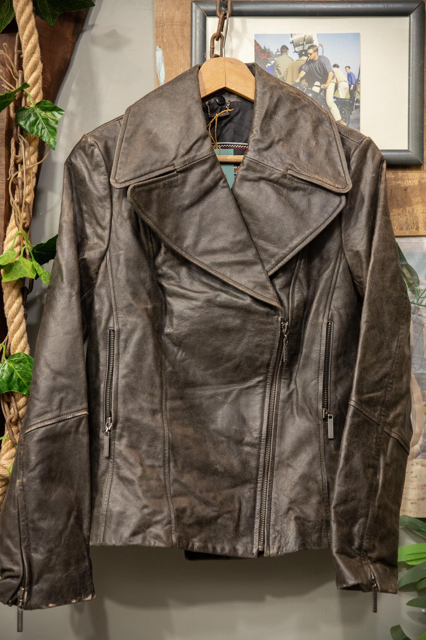 90s Eskitme Biker Deri Ceket