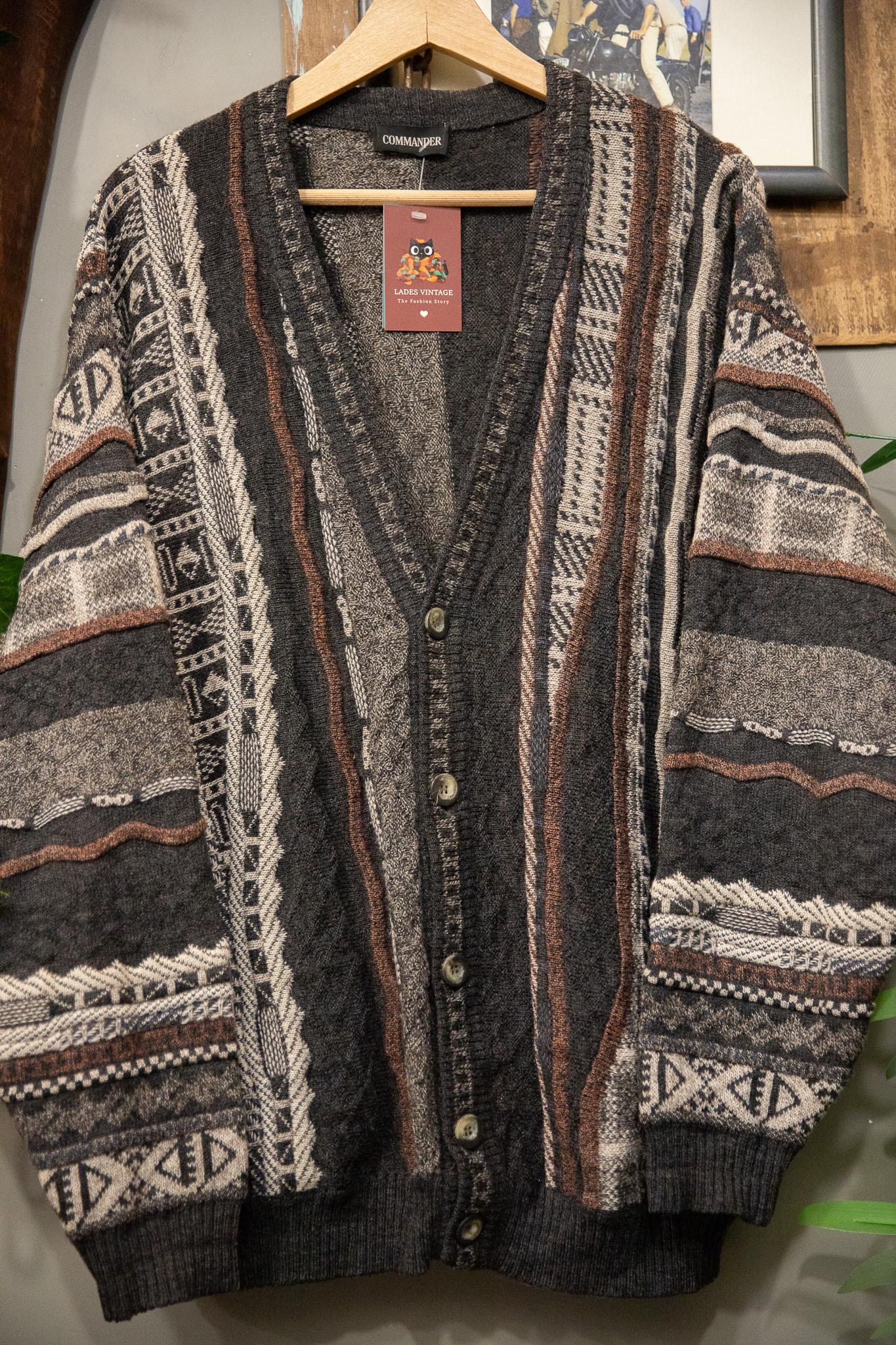 90s Geometric Wool Hırka
