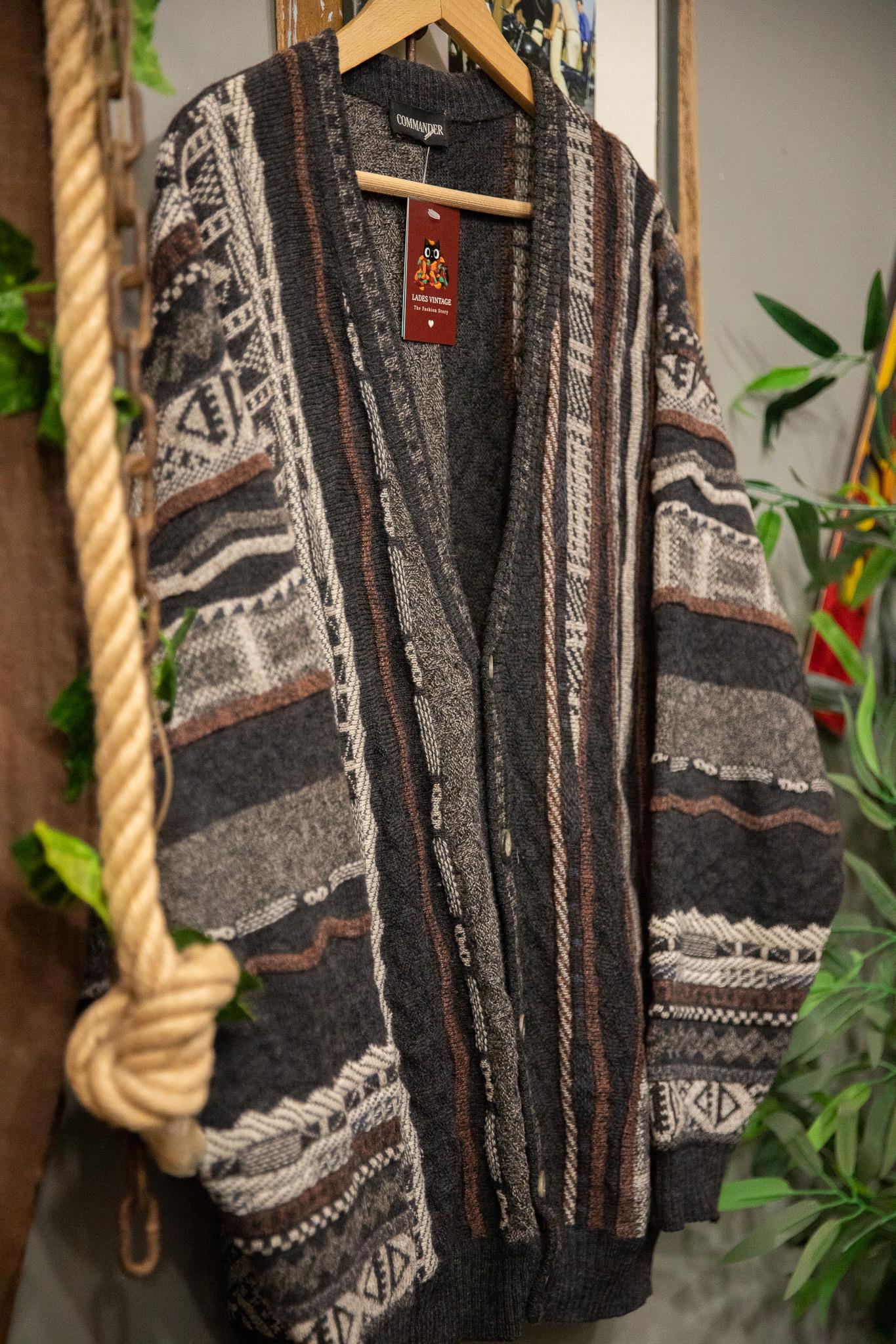 90s Geometric Wool Hırka