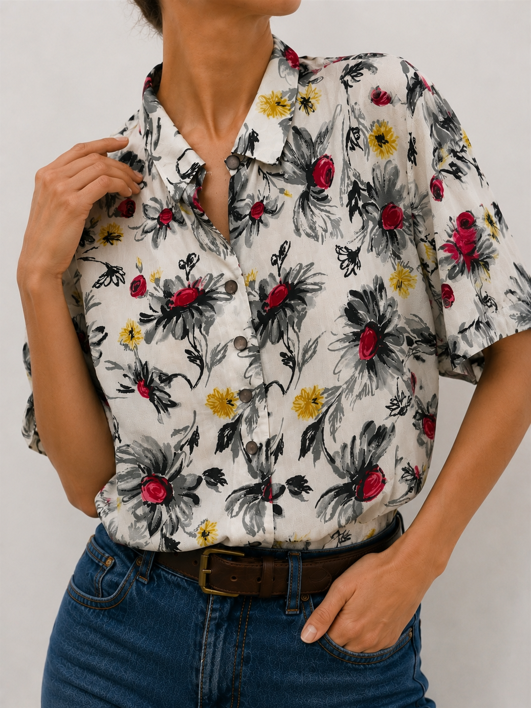 90s Klasik Yaka Casual Gömlek