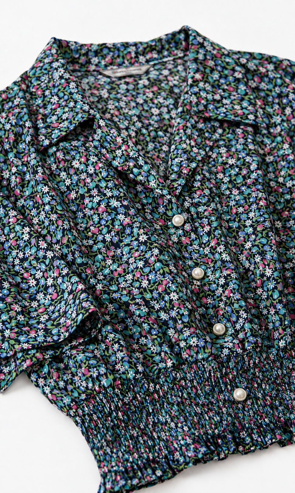 90s Küba Yaka Floral Gömlek