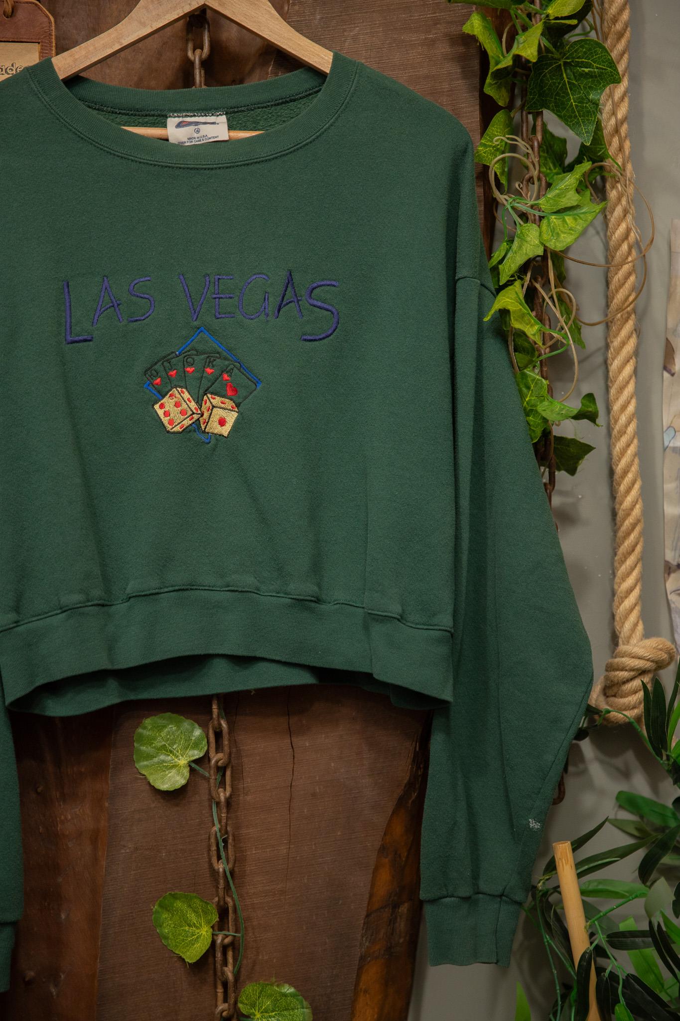 90s Las Vegas Poker Cropped Sweatshirt