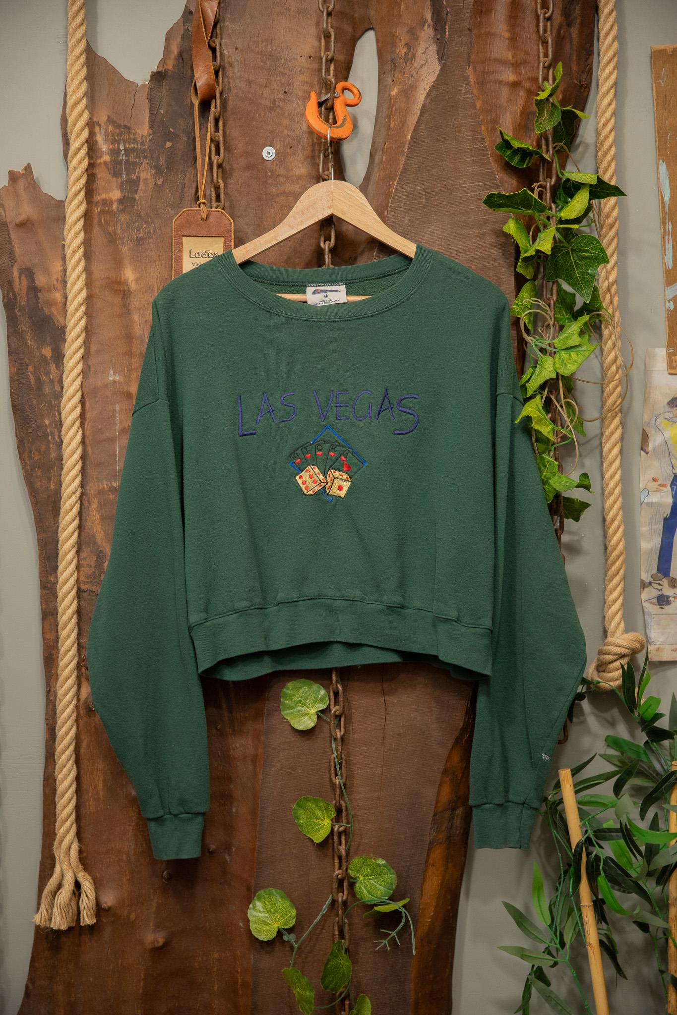 90s Las Vegas Poker Cropped Sweatshirt