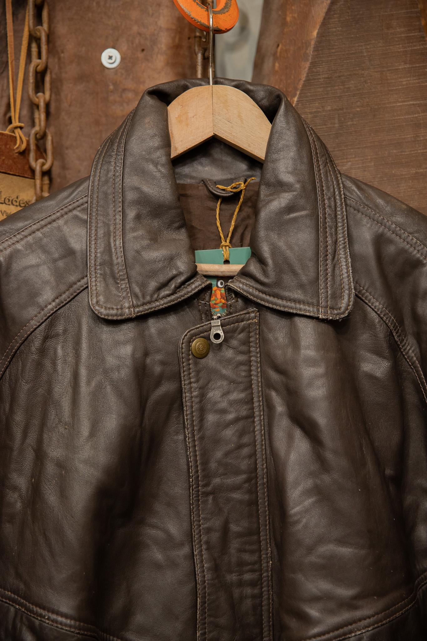 90s Oversize Acı Kahve Bomber Deri Ceket