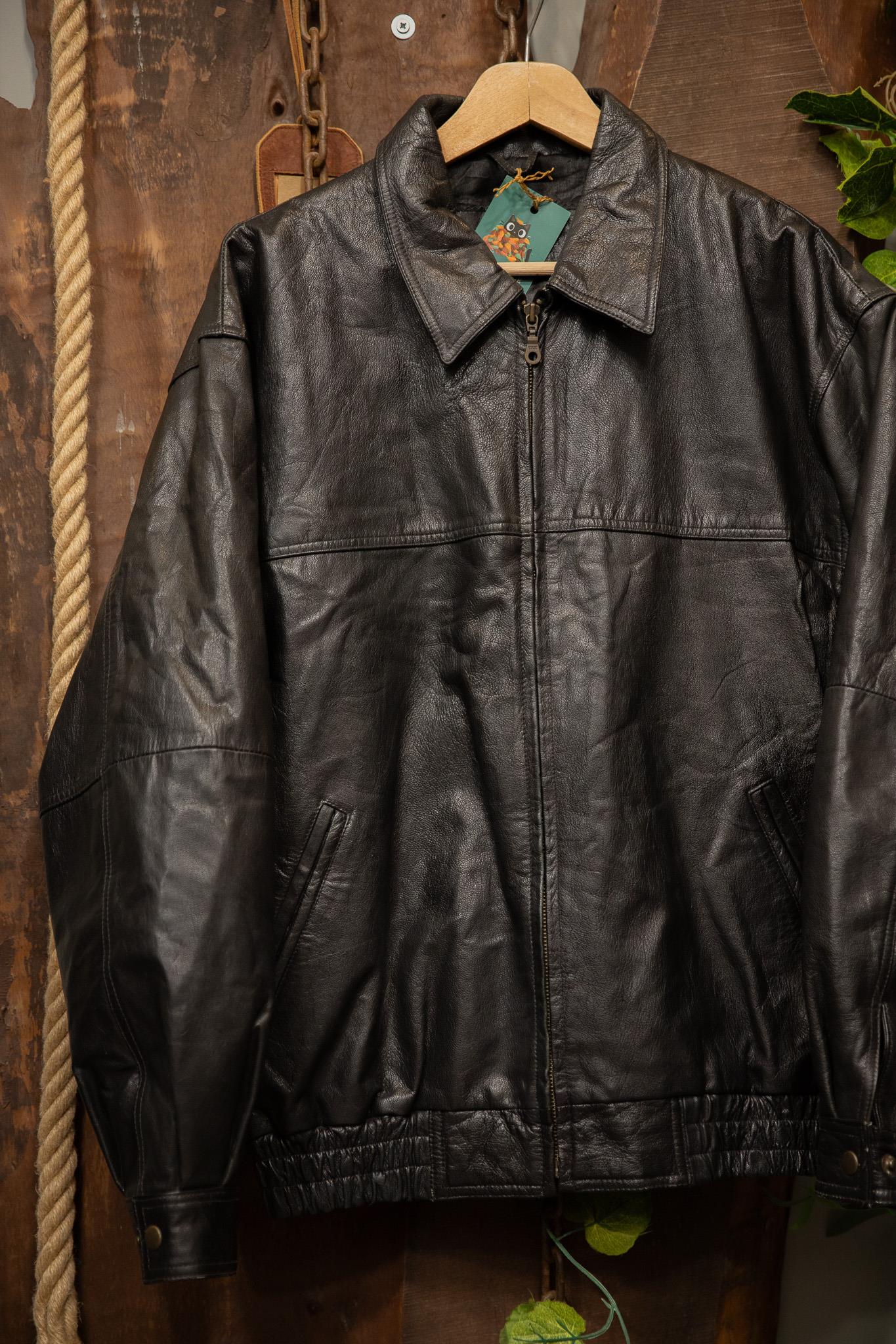 90s Oversize Bomber Moto Deri Ceket