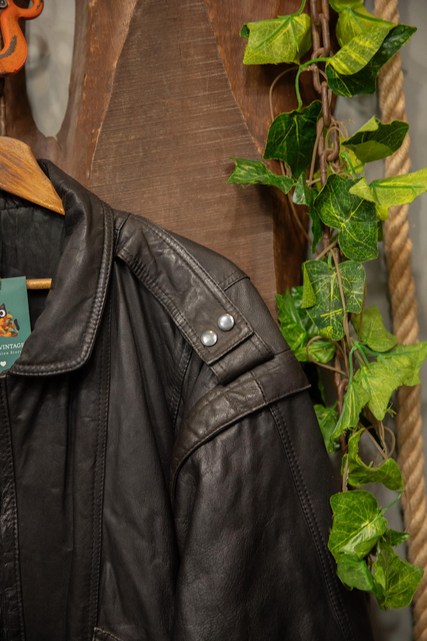 90s Oversize Classic Bomber Deri Ceket